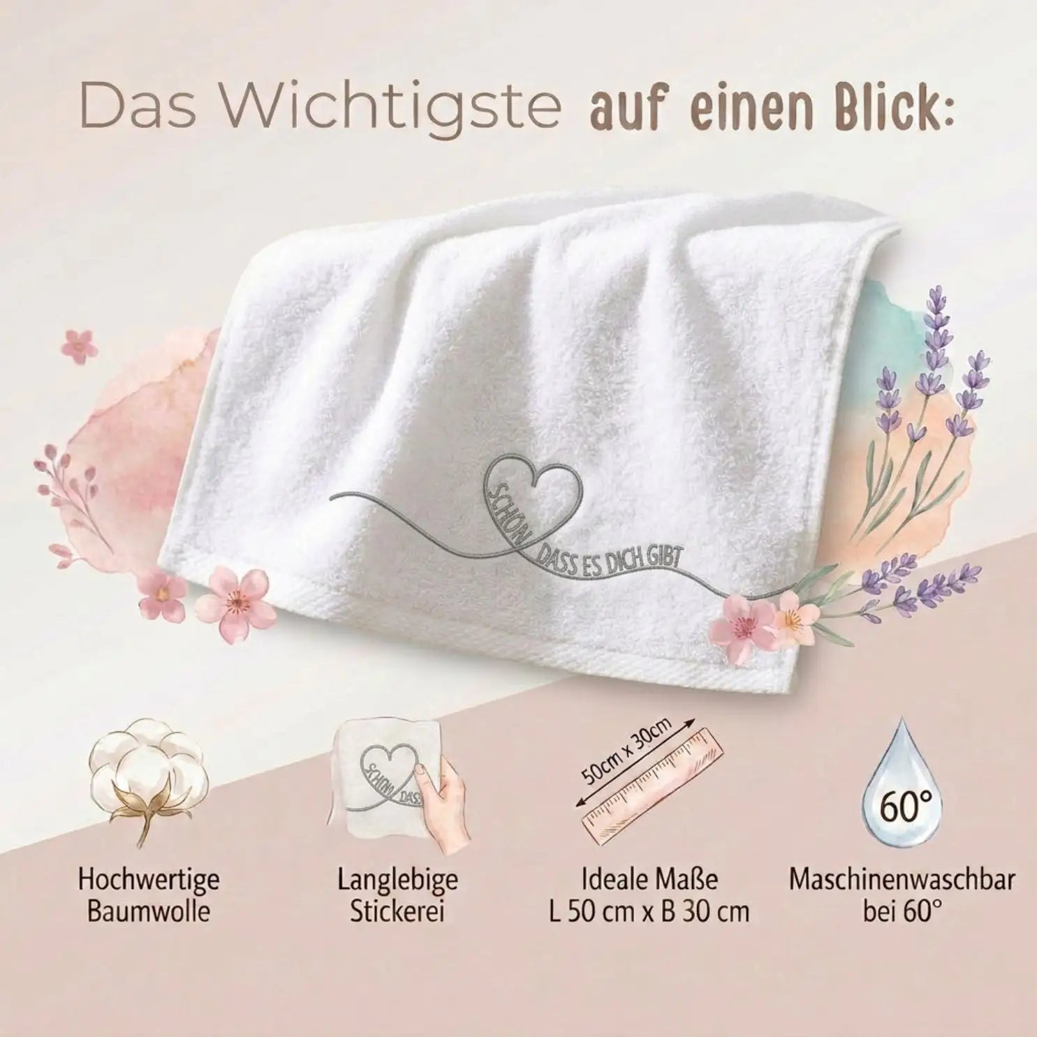 Gästehandtuch - Schön, dass es dich gibt - wunderwunsch