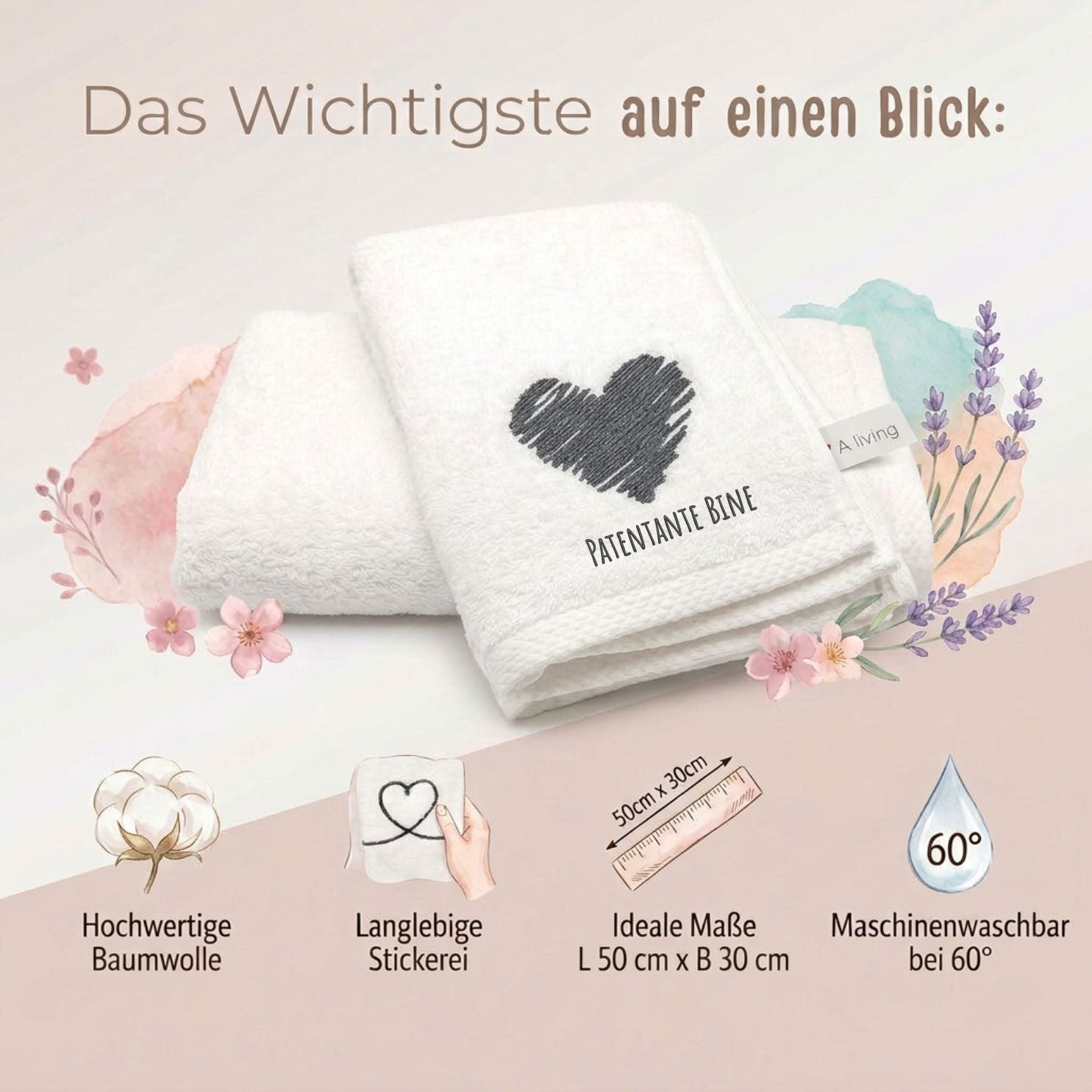 Gästehandtuch - Herz - wunderwunsch