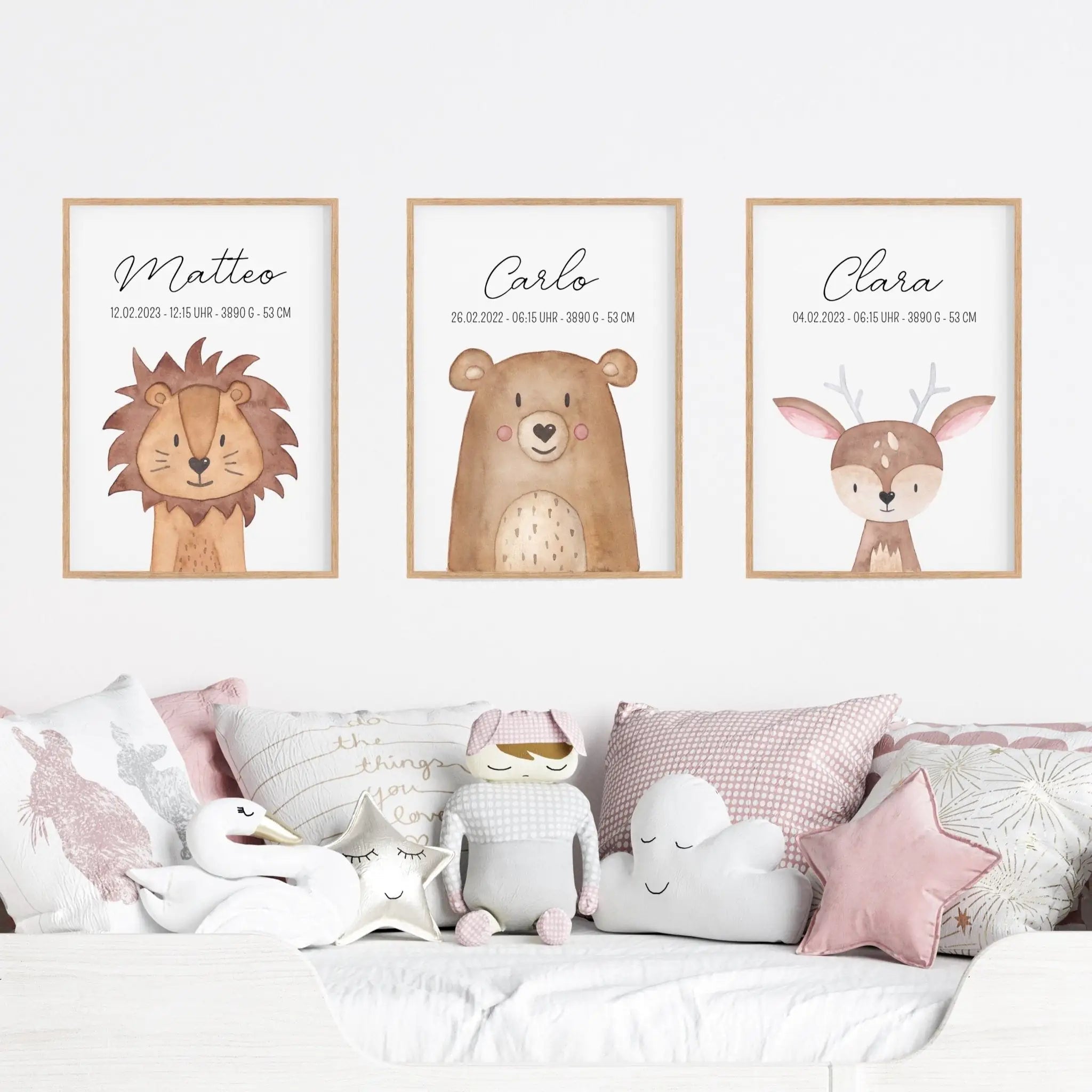 Geburtsposter – Tier Aquarell personalisiert - wunderwunsch