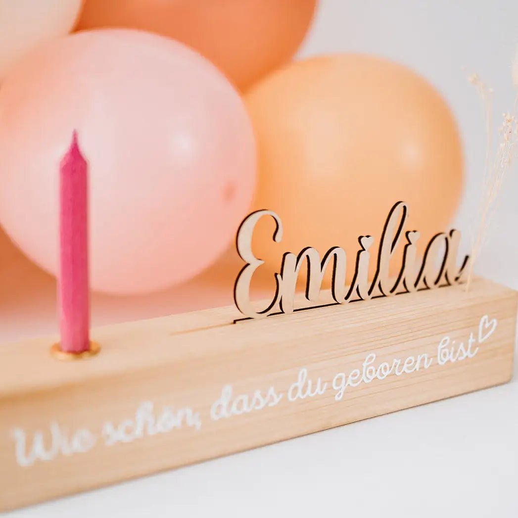 Geburtstagskerzenhalter Holz personalisiert - Name - wunderwunsch