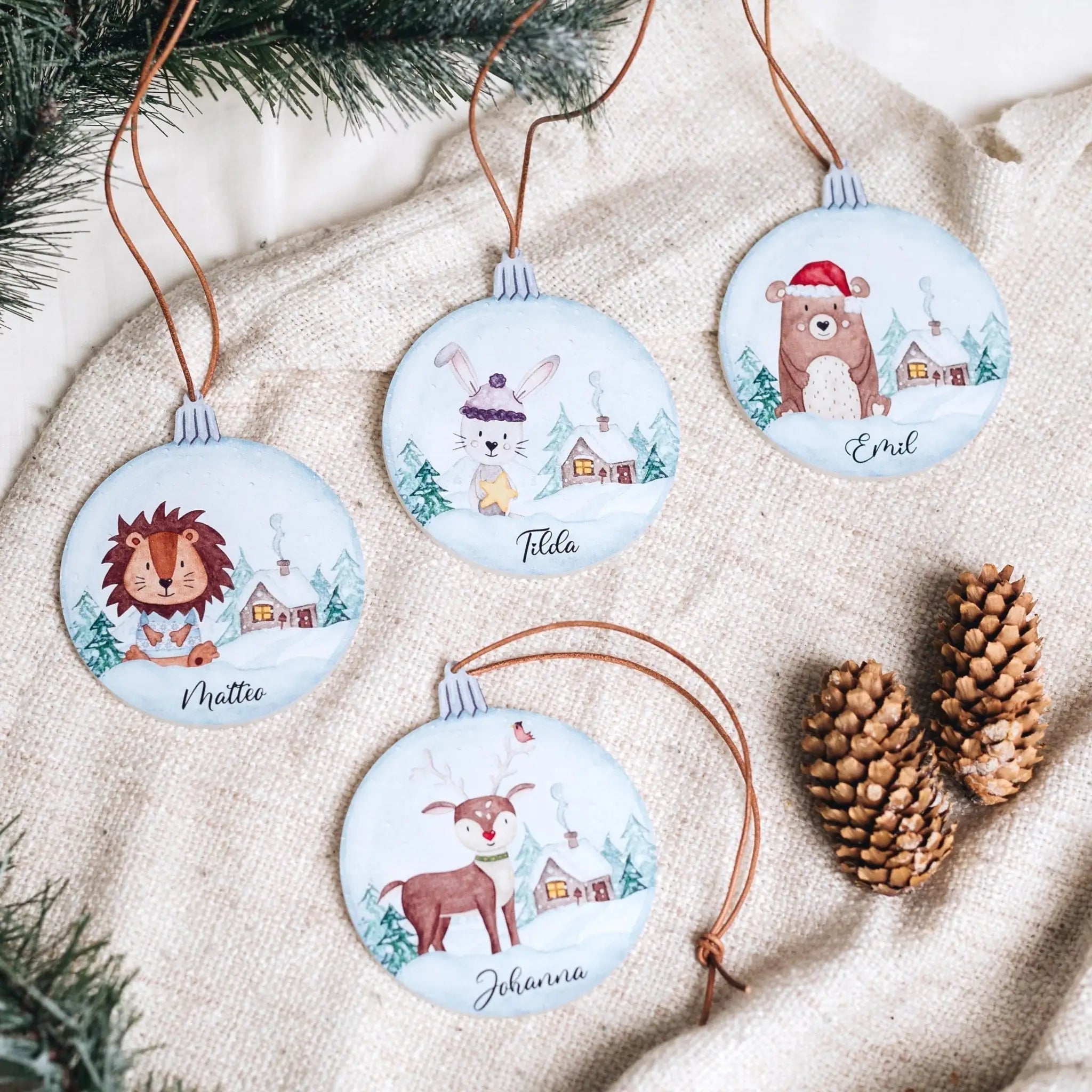 Geschenkanhänger Acryl "Weihnachtstiere" personalisiert - wunderwunsch