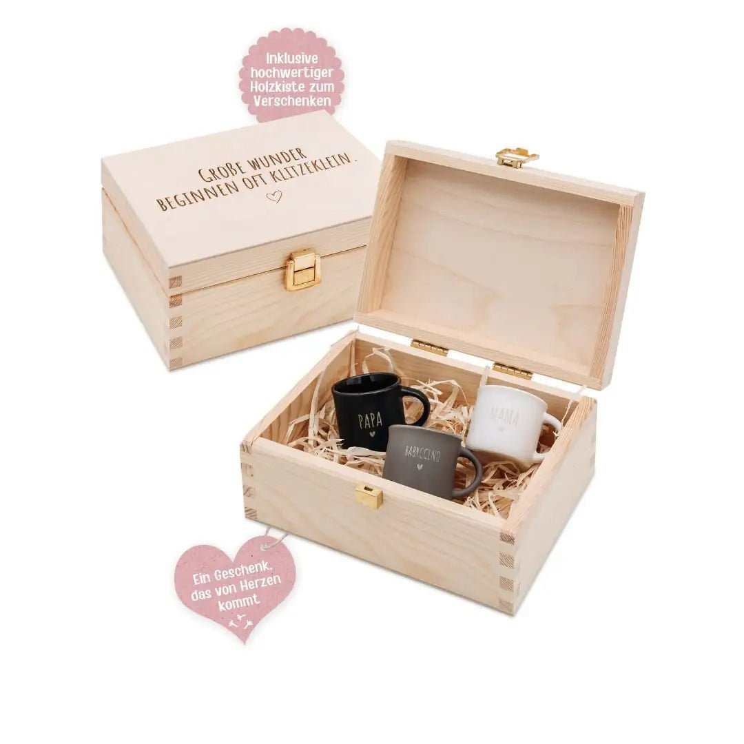 Geschenkbox Babyshower - Espresso Set Familie - wunderwunsch