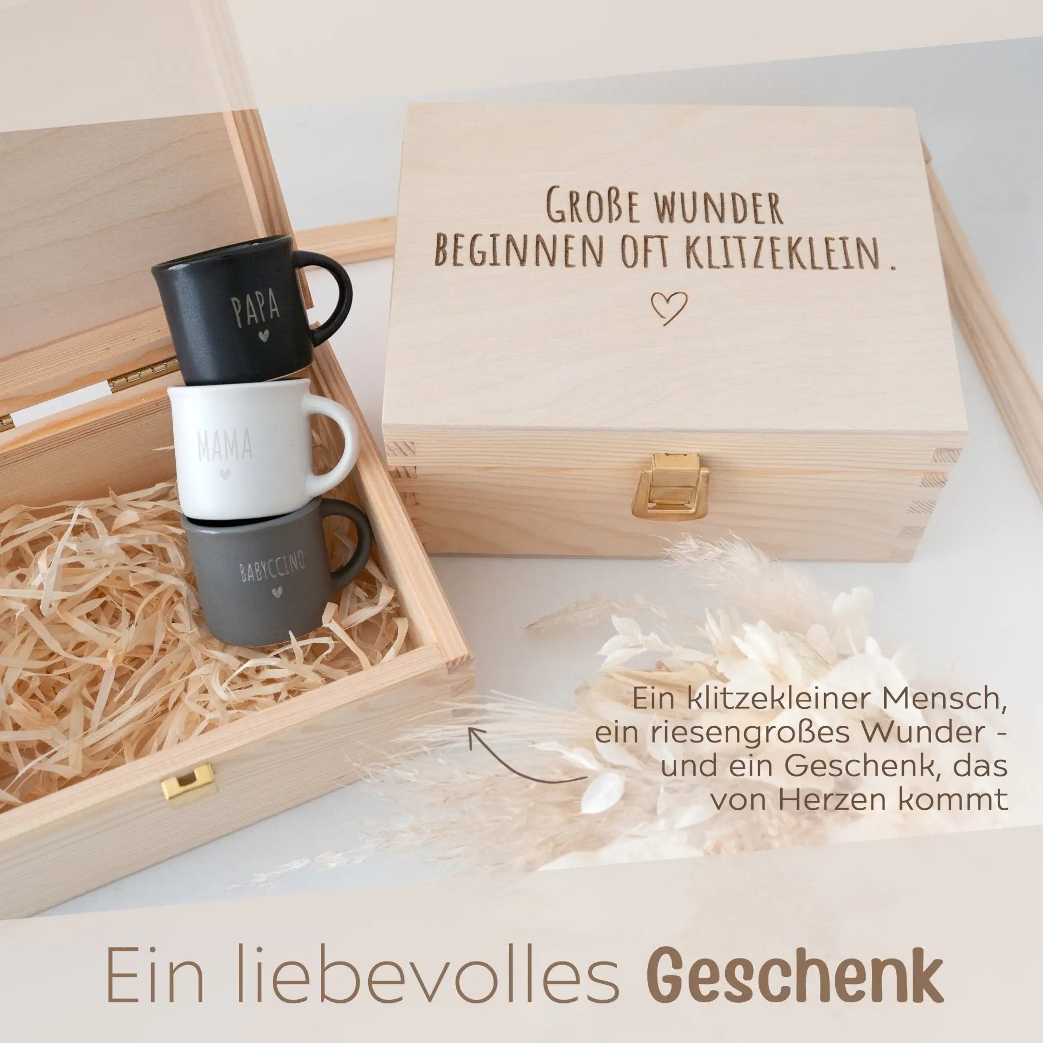 Geschenkbox Babyshower - Espresso Set Familie - wunderwunsch