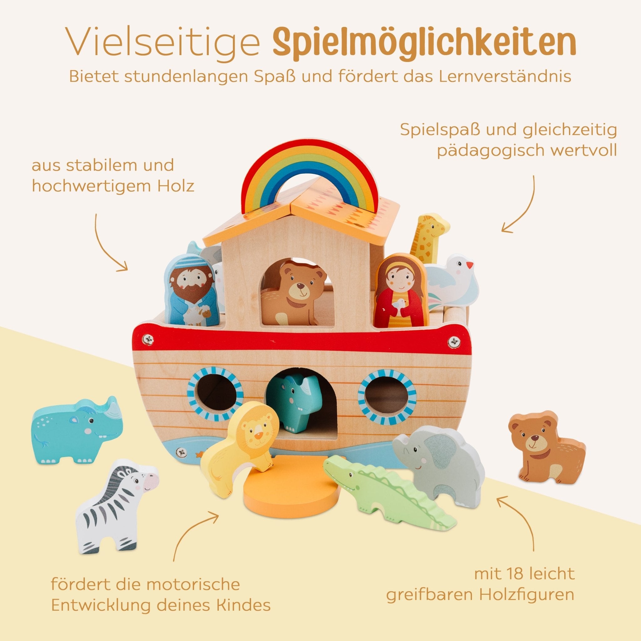 GOKI Kleine bunte Arche mit Regenbogen personalisiert - wunderwunsch