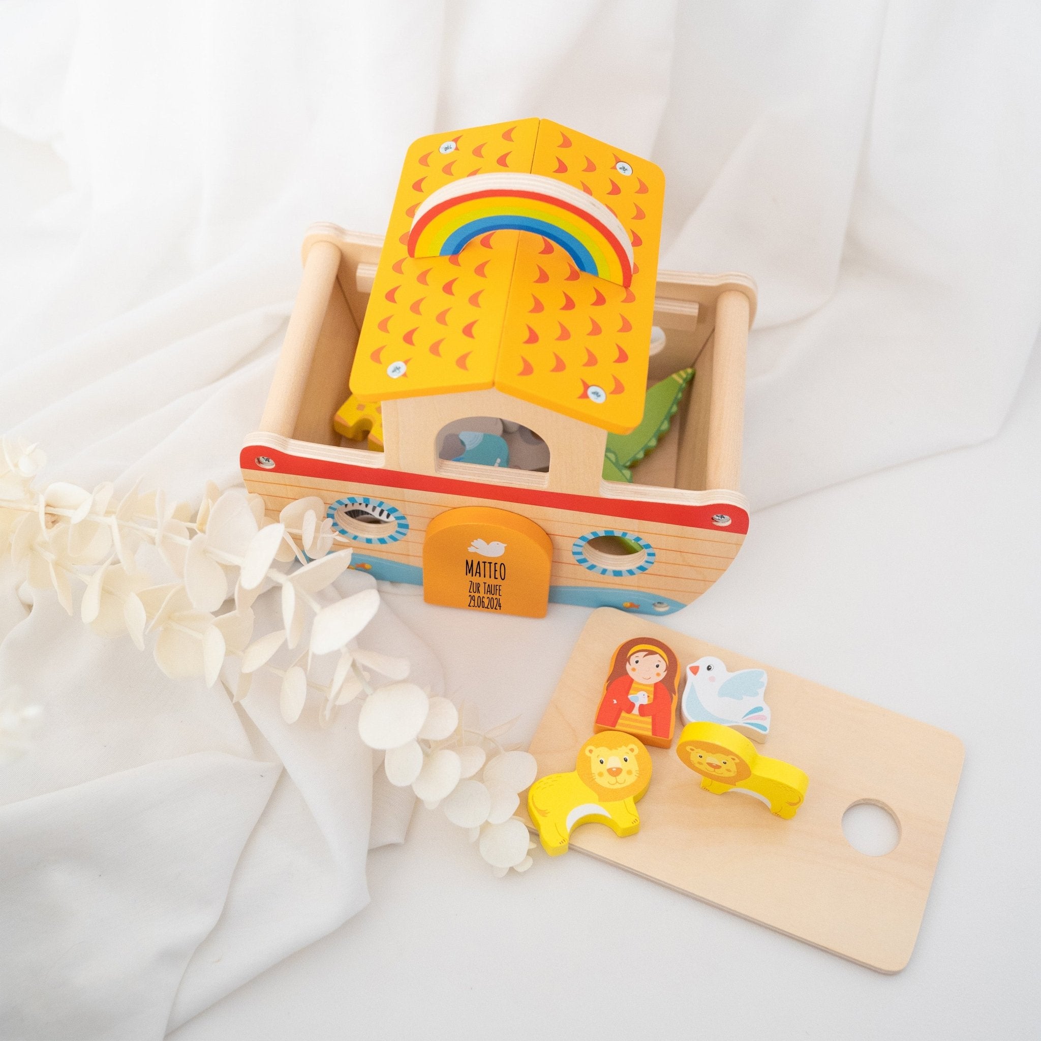 GOKI Kleine bunte Arche mit Regenbogen personalisiert - wunderwunsch