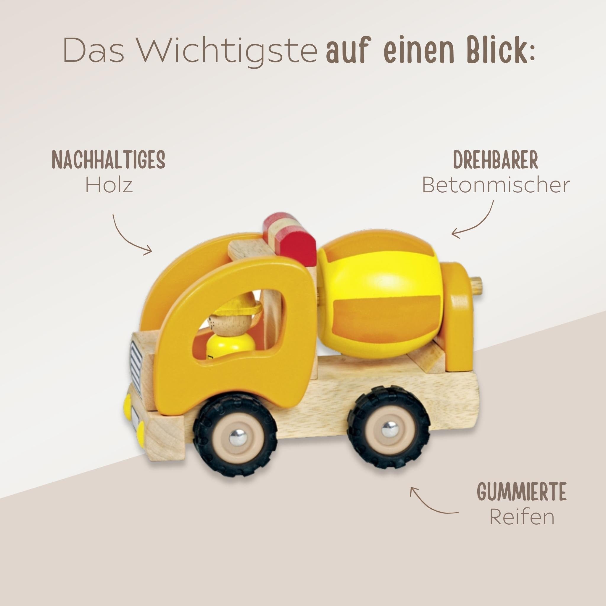 GOKI Spielzeugauto Betonmischer personalisiert - wunderwunsch