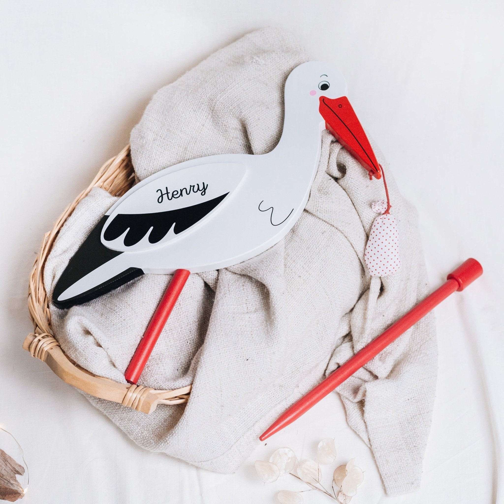 GOKI Storch mit Babytuch - wunderwunsch
