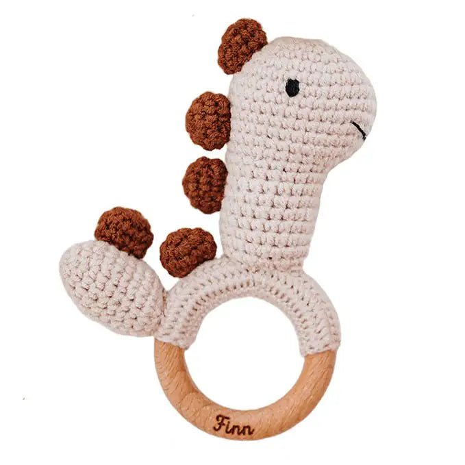 Greifling Dino beige personalisiert - wunderwunsch