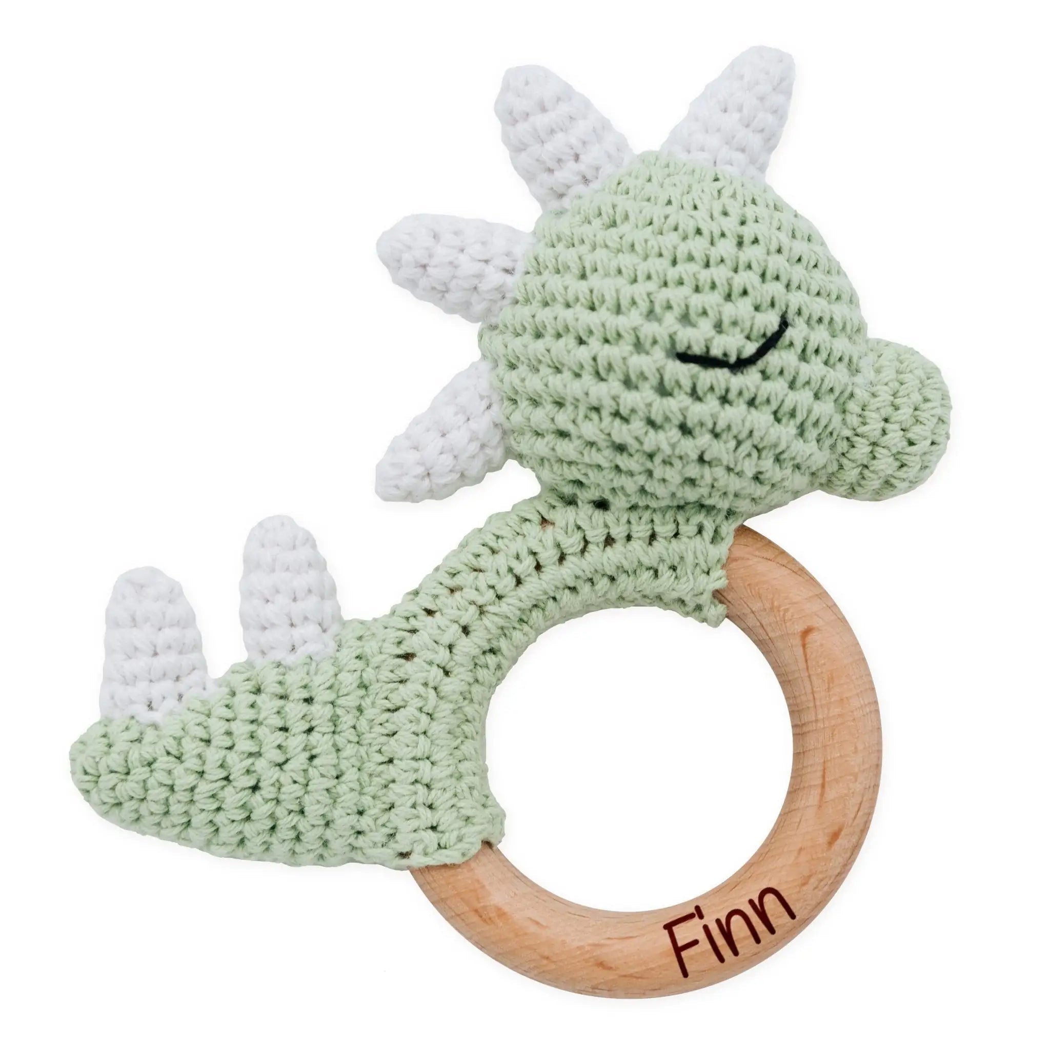 Greifling Dino grün personalisiert - wunderwunsch