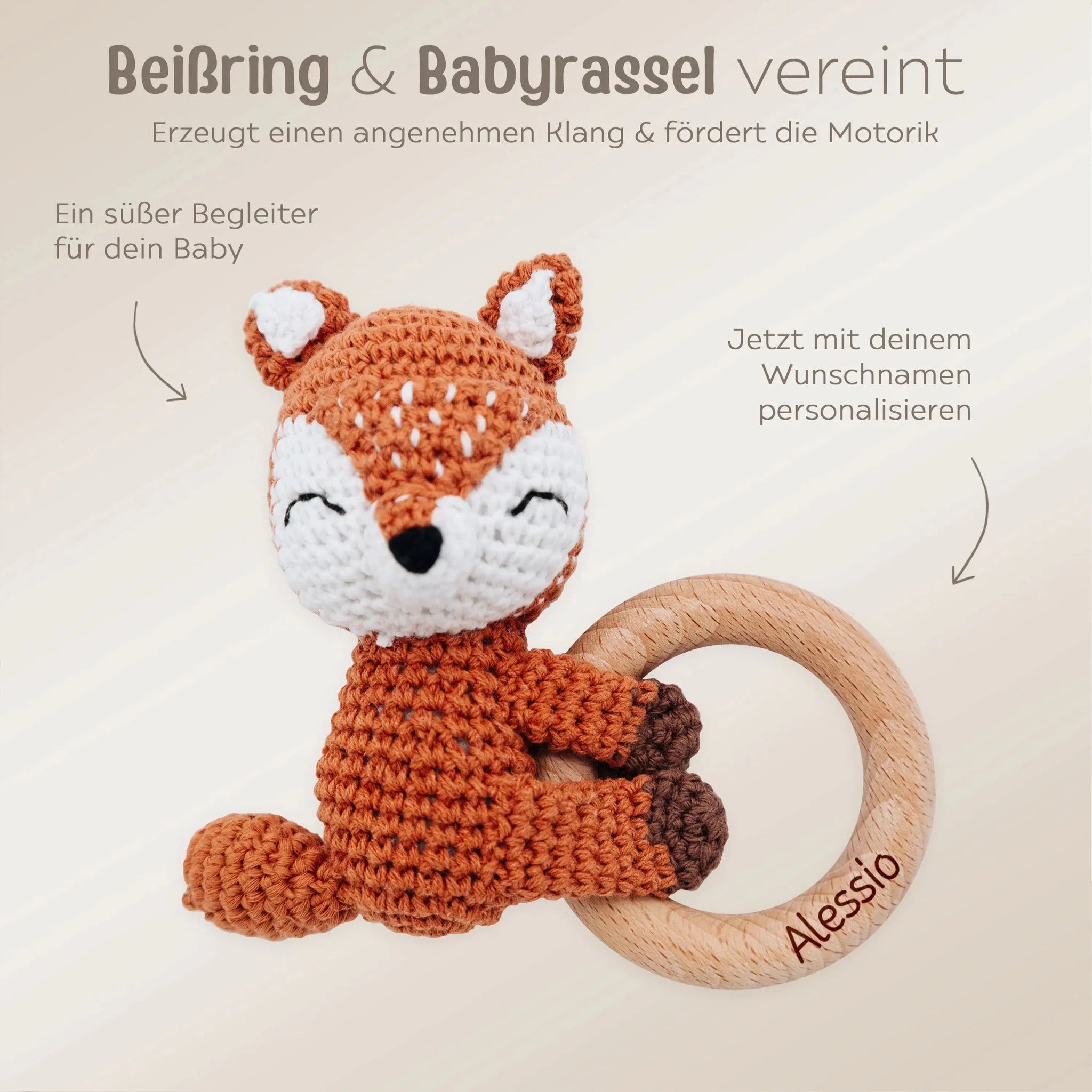Greifling Fuchs liegend personalisiert - wunderwunsch