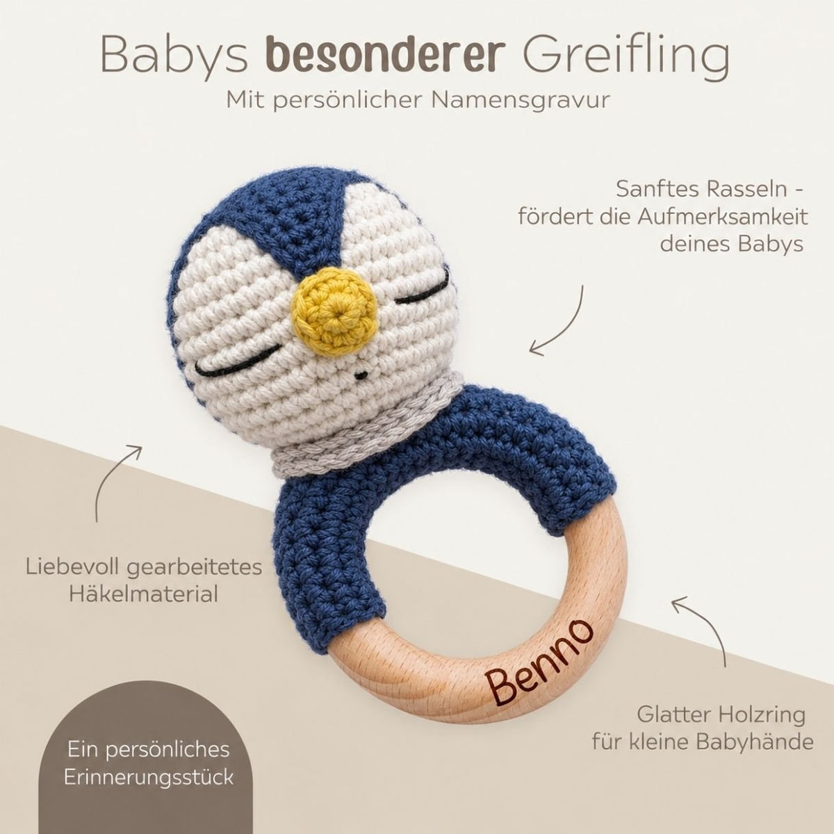 Greifling Pinguin personalisiert - wunderwunsch