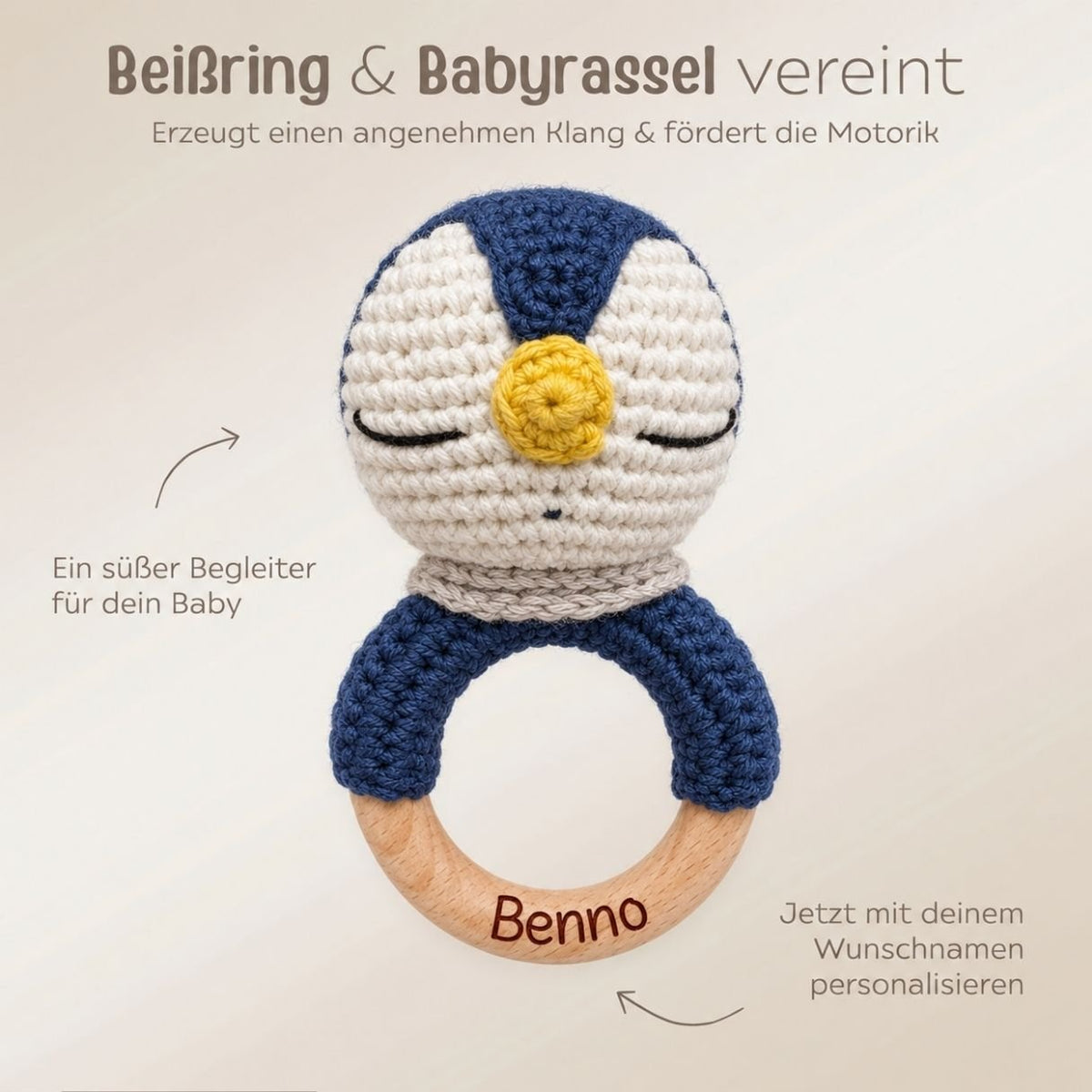 Greifling Pinguin personalisiert - wunderwunsch