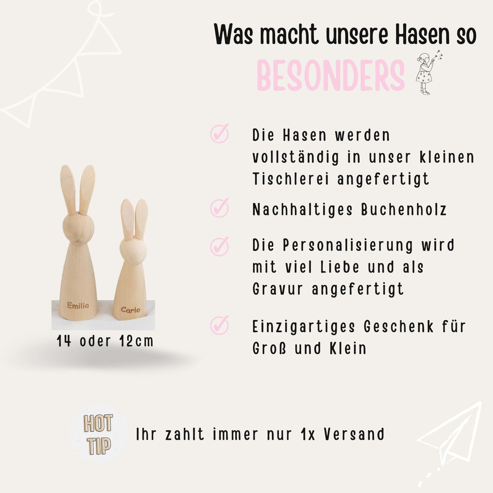 Holz - Osterhasen personalisiert - wunderwunsch