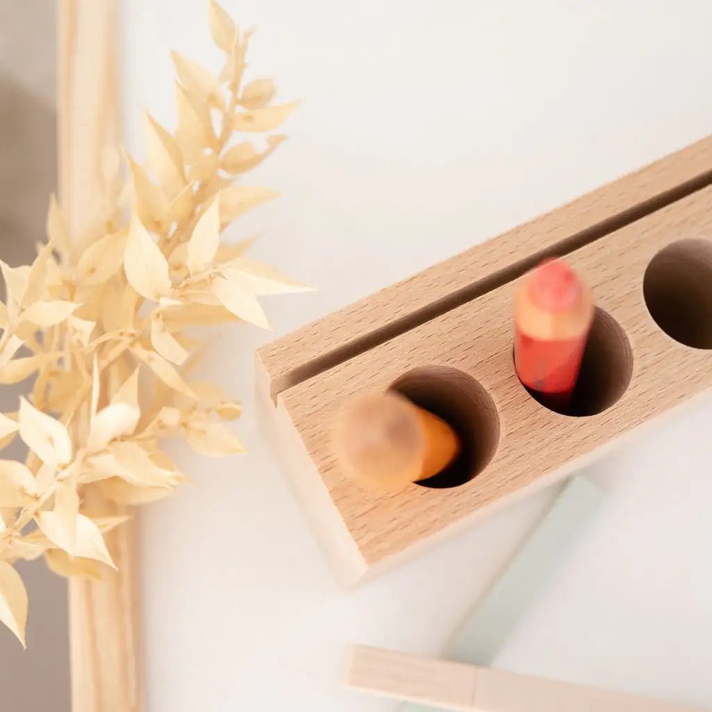 Holz Schreibtisch Organizer mit Papierschlitz personalisierbar - wunderwunsch