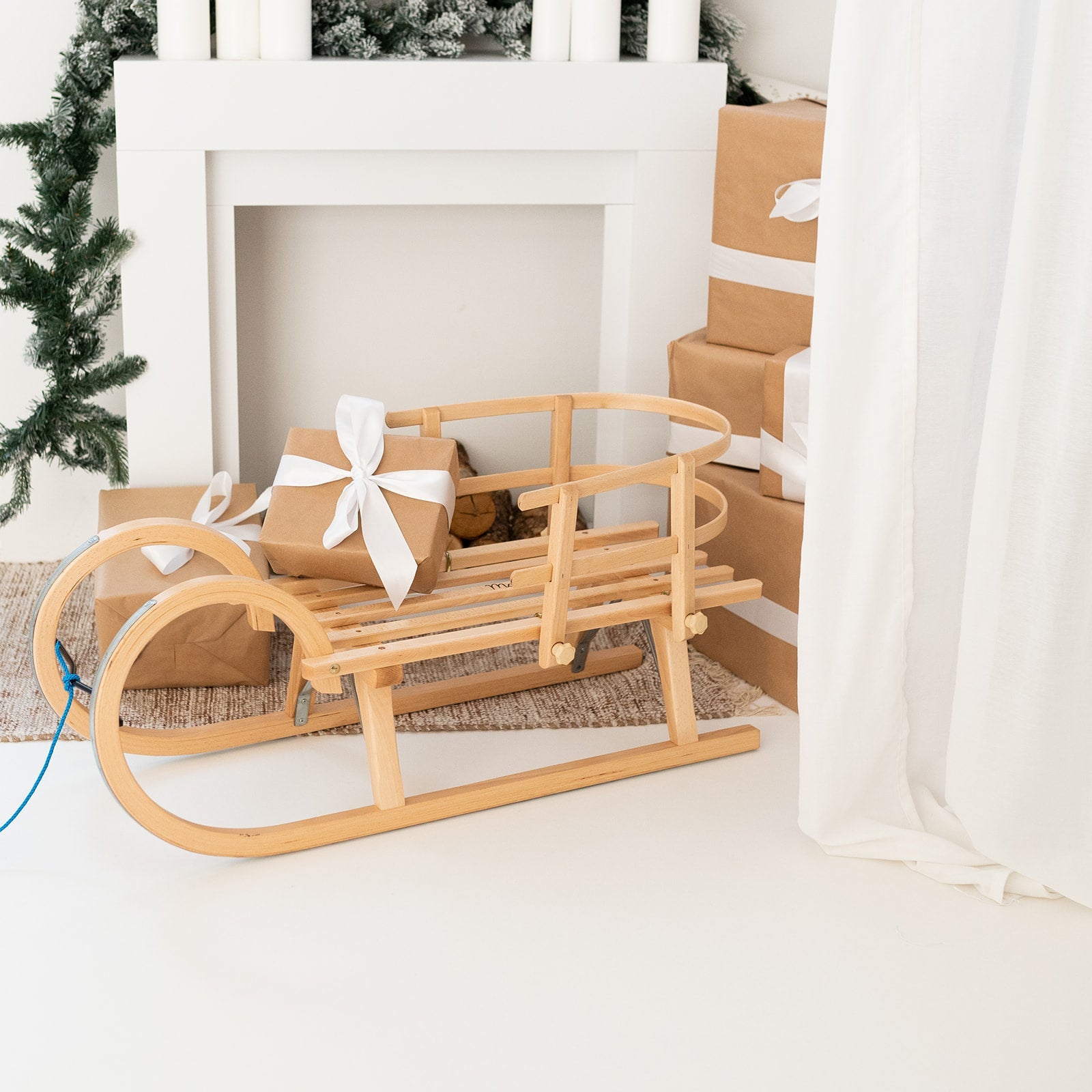 Hörnerschlitten Holz mit Lattensitz - personalisiert - wunderwunsch