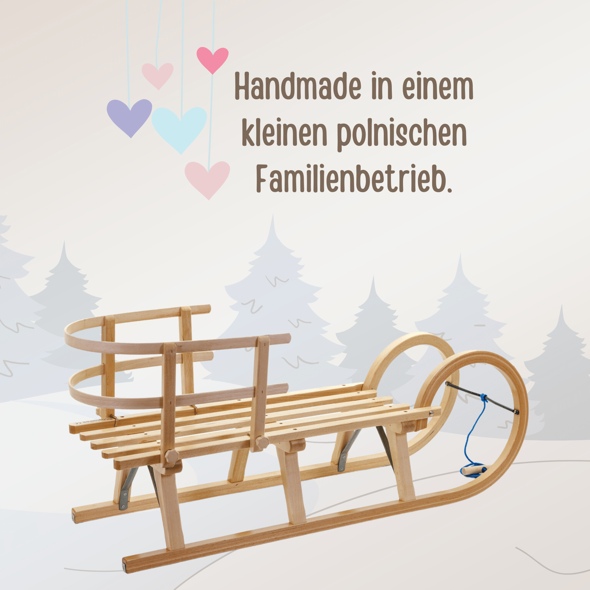 Hörnerschlitten Holz mit Lattensitz - personalisiert - wunderwunsch