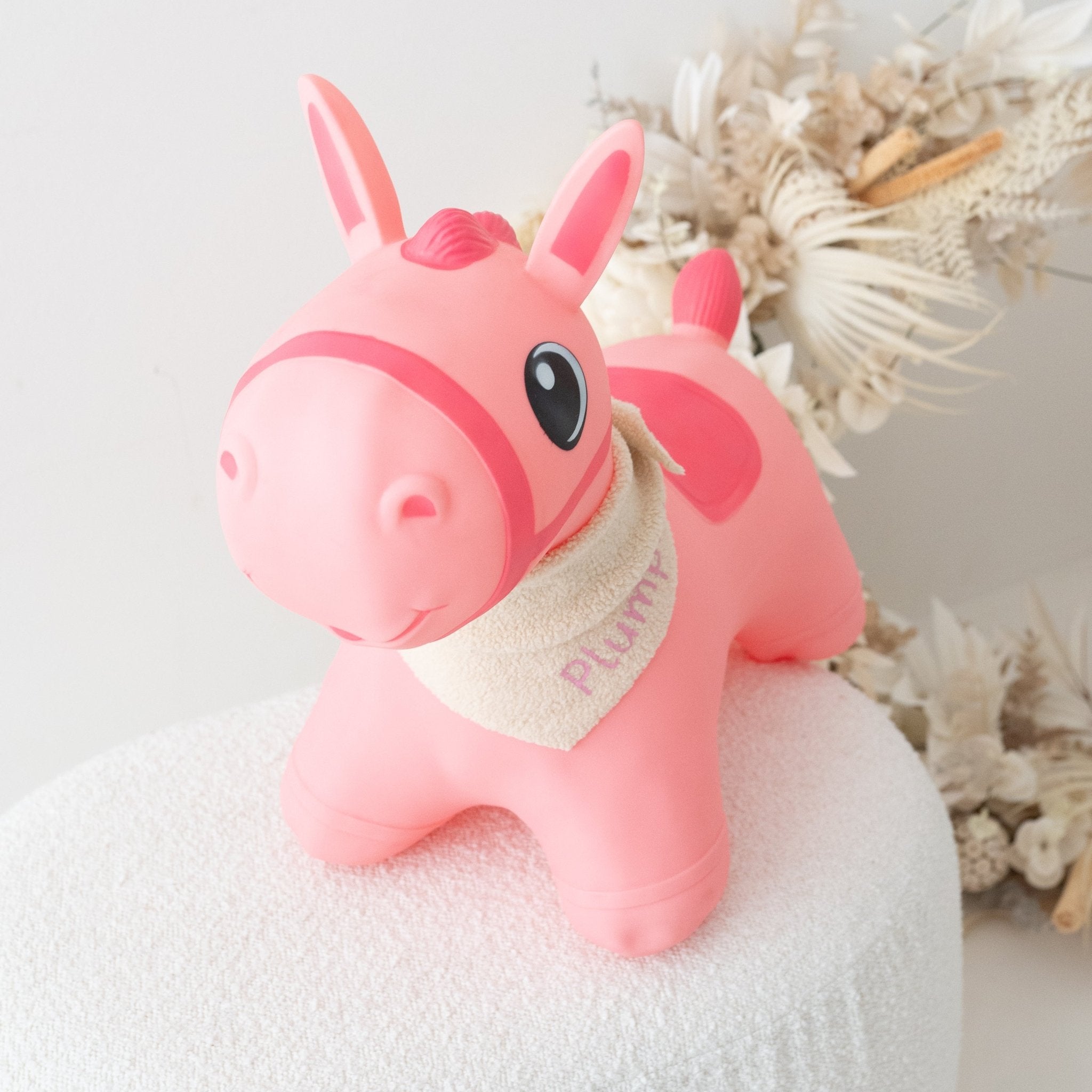 Hüpftier Pferd personalisiert - rosa und braun - wunderwunsch
