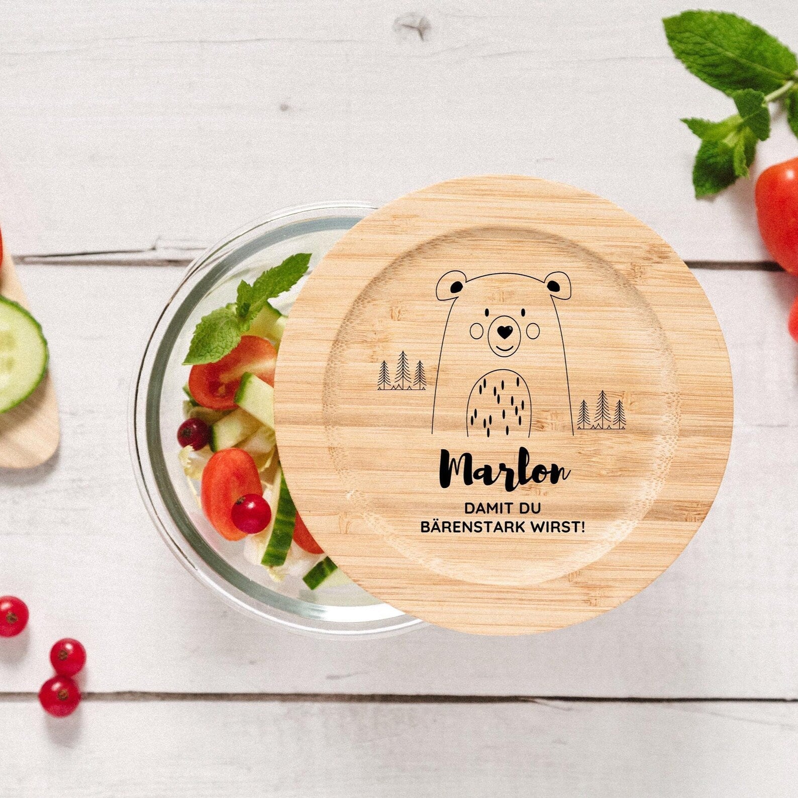 Glasdose personalisiert - Tier Bäume Gravur