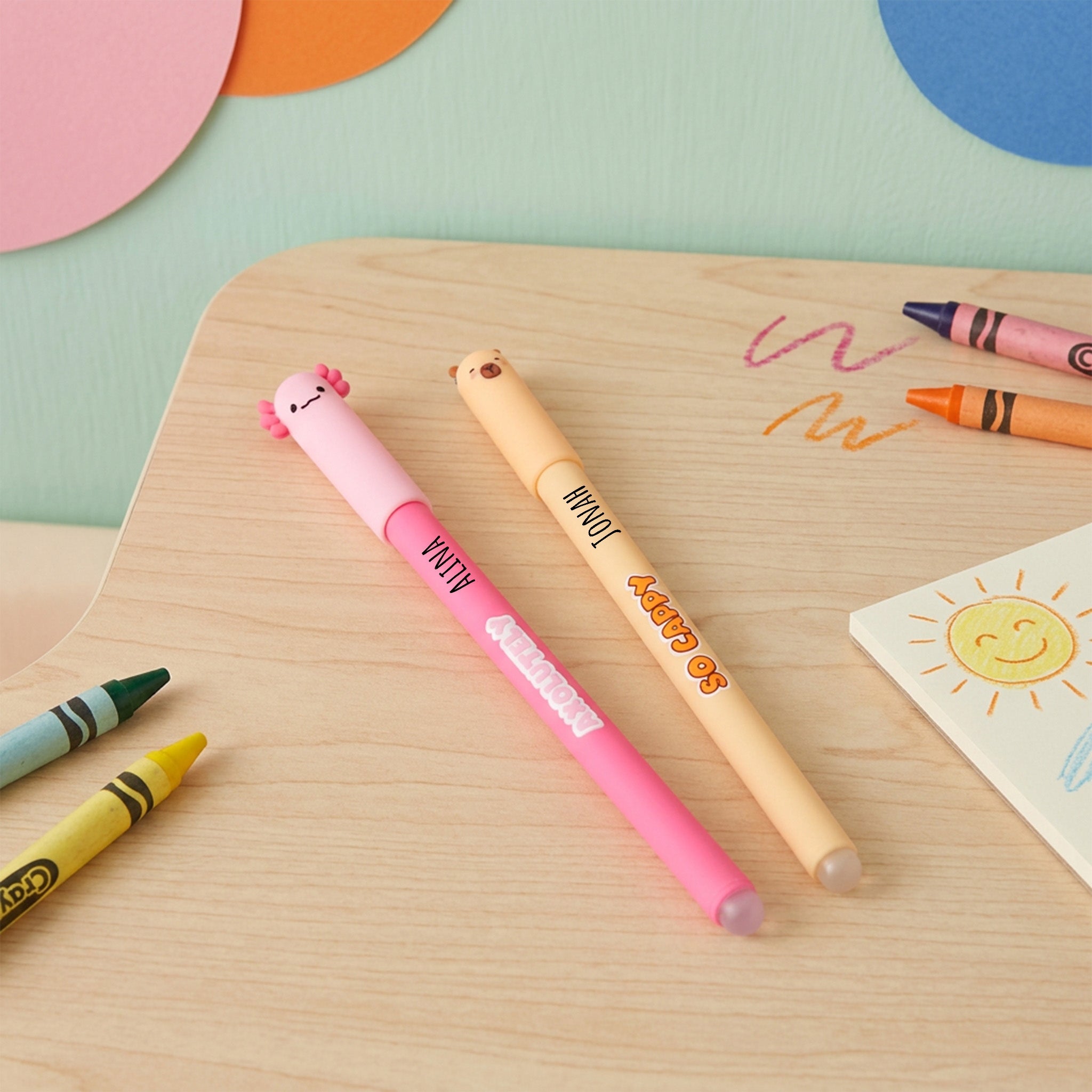 iTotal Radierbarer Stift Axolotl & Capybara personalisierbar - wunderwunsch