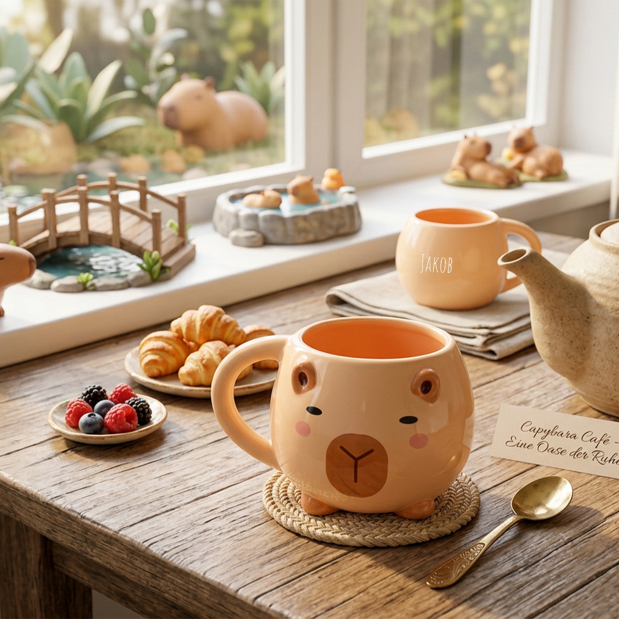 iTotal Tasse in Tierform Capybara & Axolotl personalisierbar - wunderwunsch