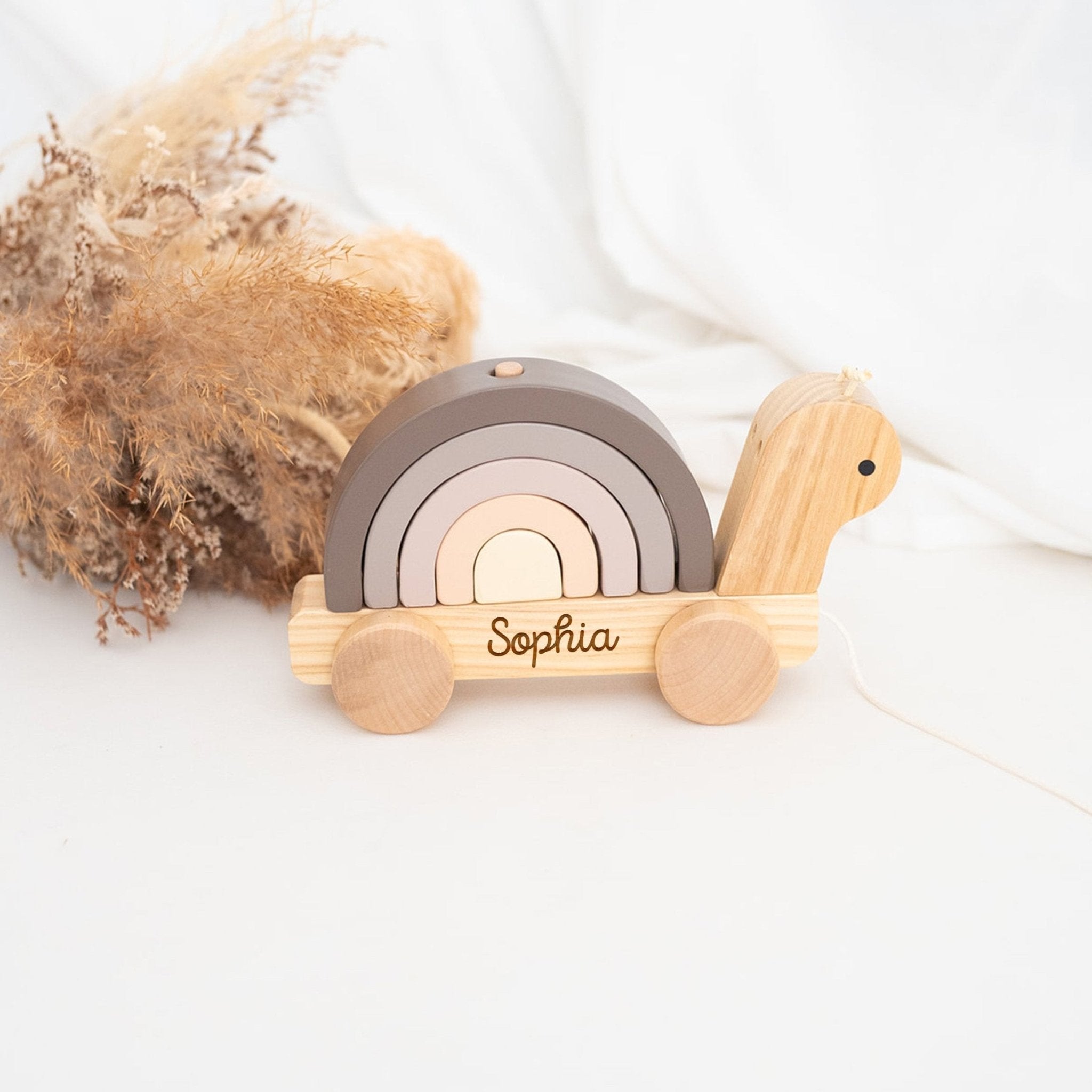JABADABADO Nachziehtier & Stapelspiel Schnecke Beige Holz personalisiert - wunderwunsch