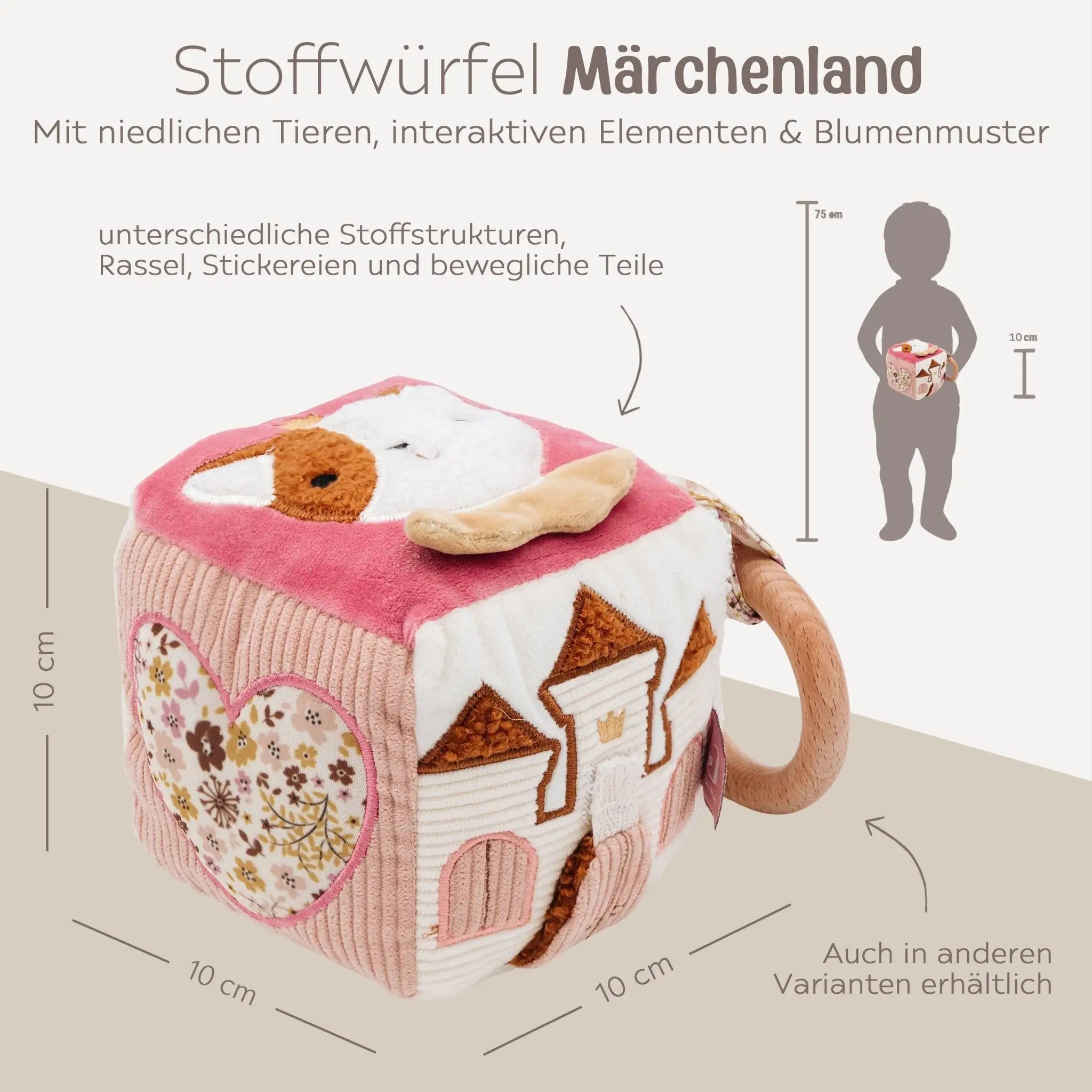 JOLLEIN Activity Stoffwürfel Märchenwelt personalisierbar - wunderwunsch