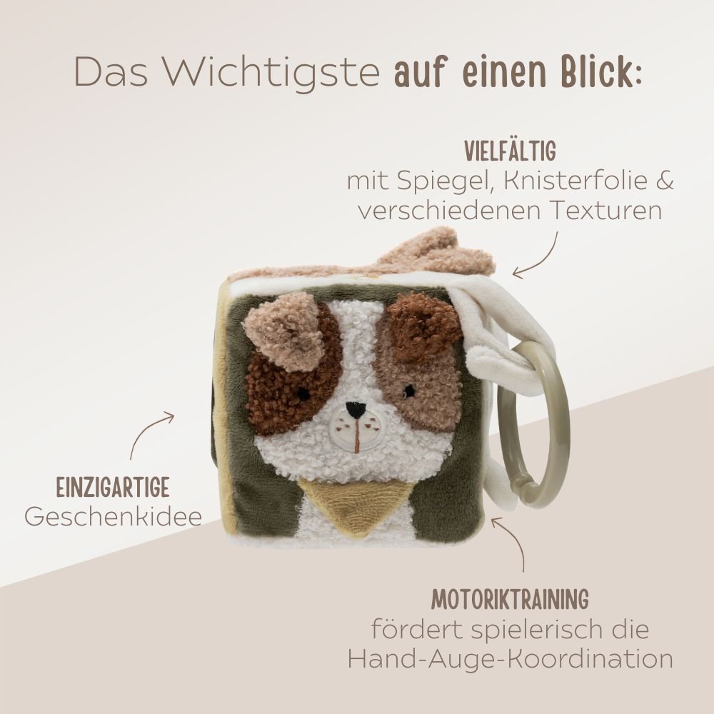 JOLLEIN Activity Stoffwürfel personalisierbar - Hund & Katze - wunderwunsch