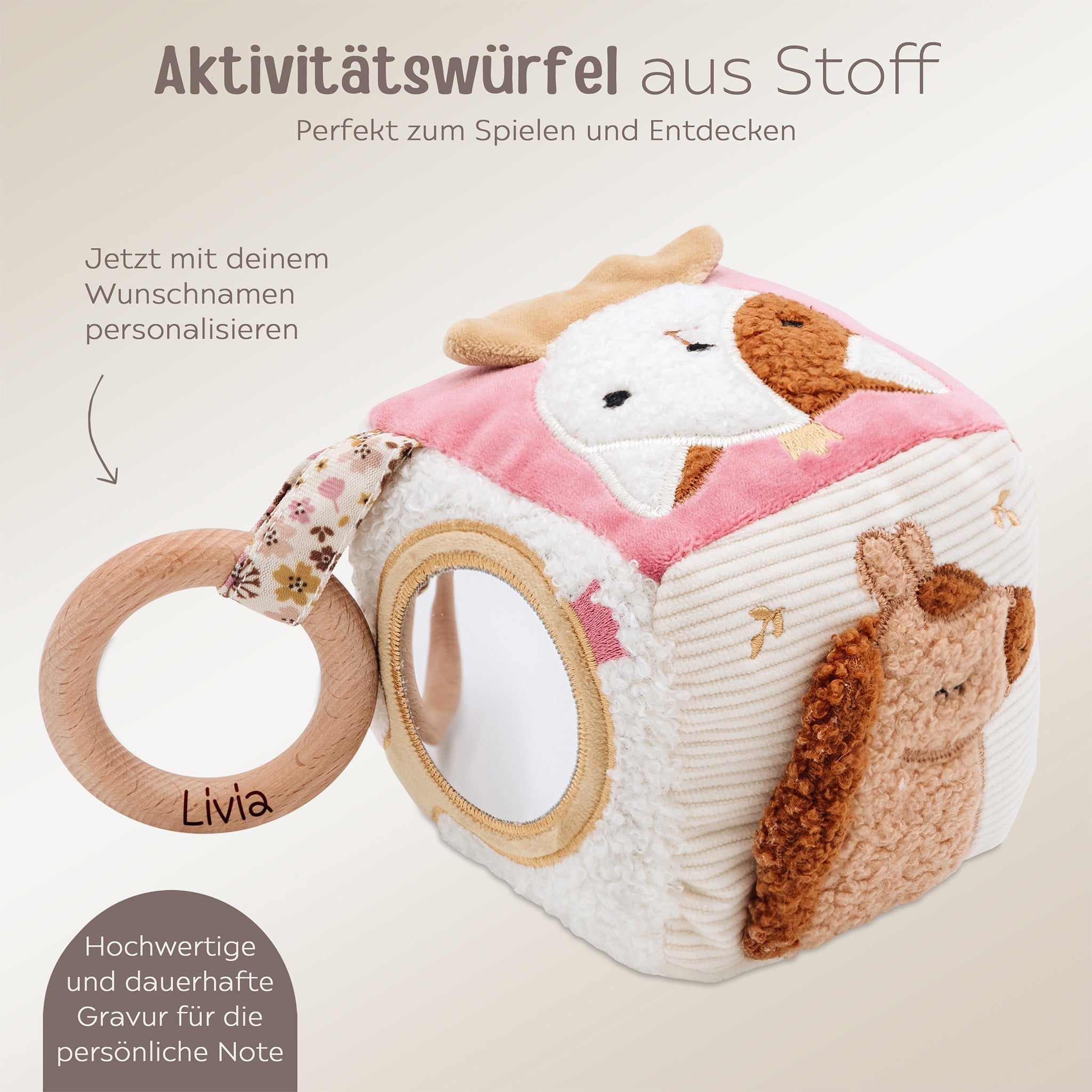 JOLLEIN Activity Stoffwürfel personalisierbar - Märchenwelt - wunderwunsch