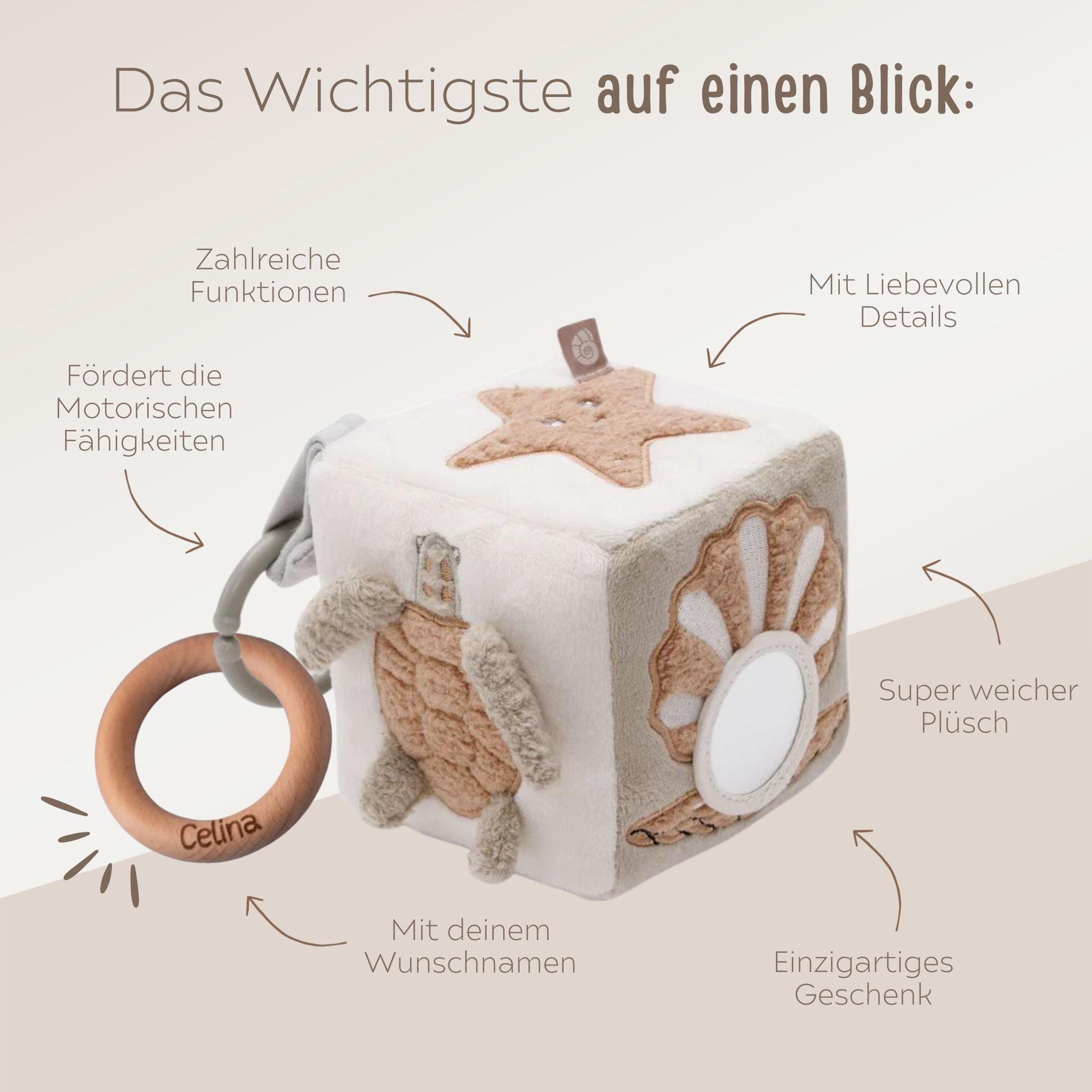 JOLLEIN Activity Stoffwürfel personalisiert - Meerestiere - wunderwunsch