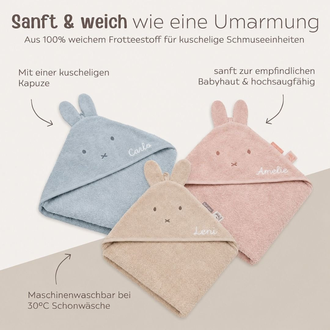 JOLLEIN Baby Kapuzenhandtuch Frottee personalisiert - Miffy - wunderwunsch