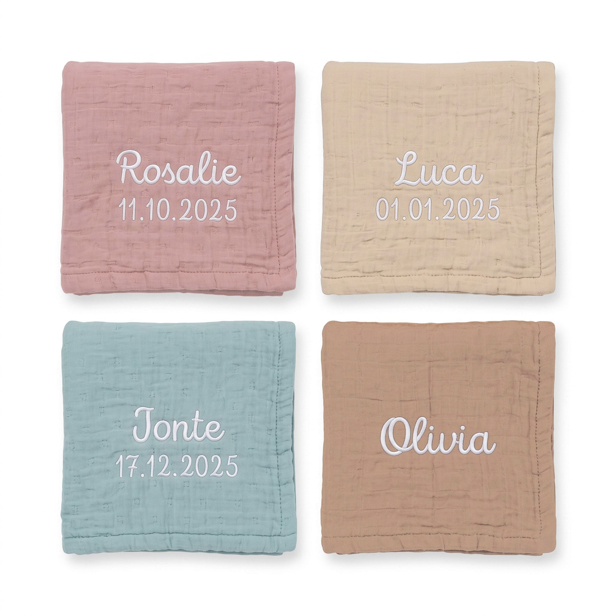 JOLLEIN Baby Musselin Mulldecke personalisiert - wunderwunsch