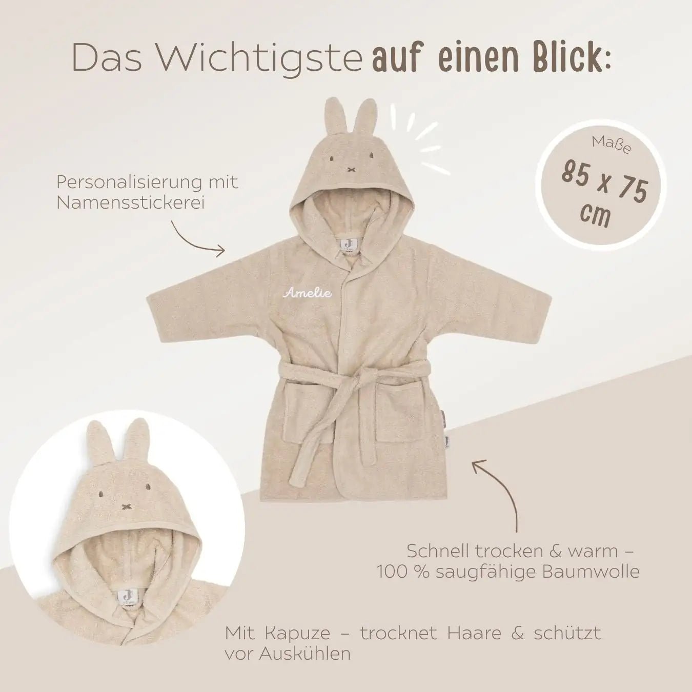 JOLLEIN Bademantel Miffy personalisierbar - wunderwunsch