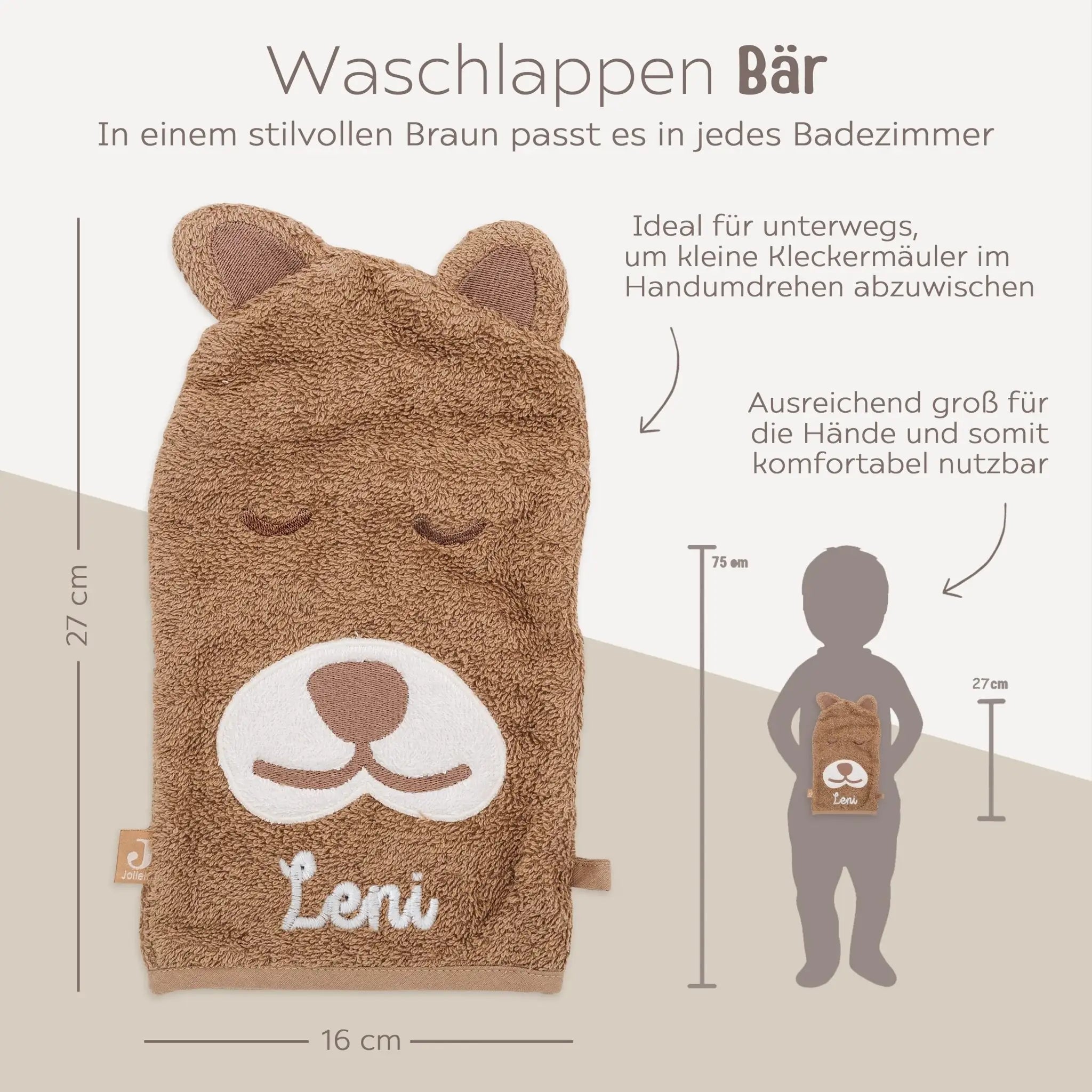 JOLLEIN Dino oder Bär Baby Waschhandschuh Frottee - wunderwunsch