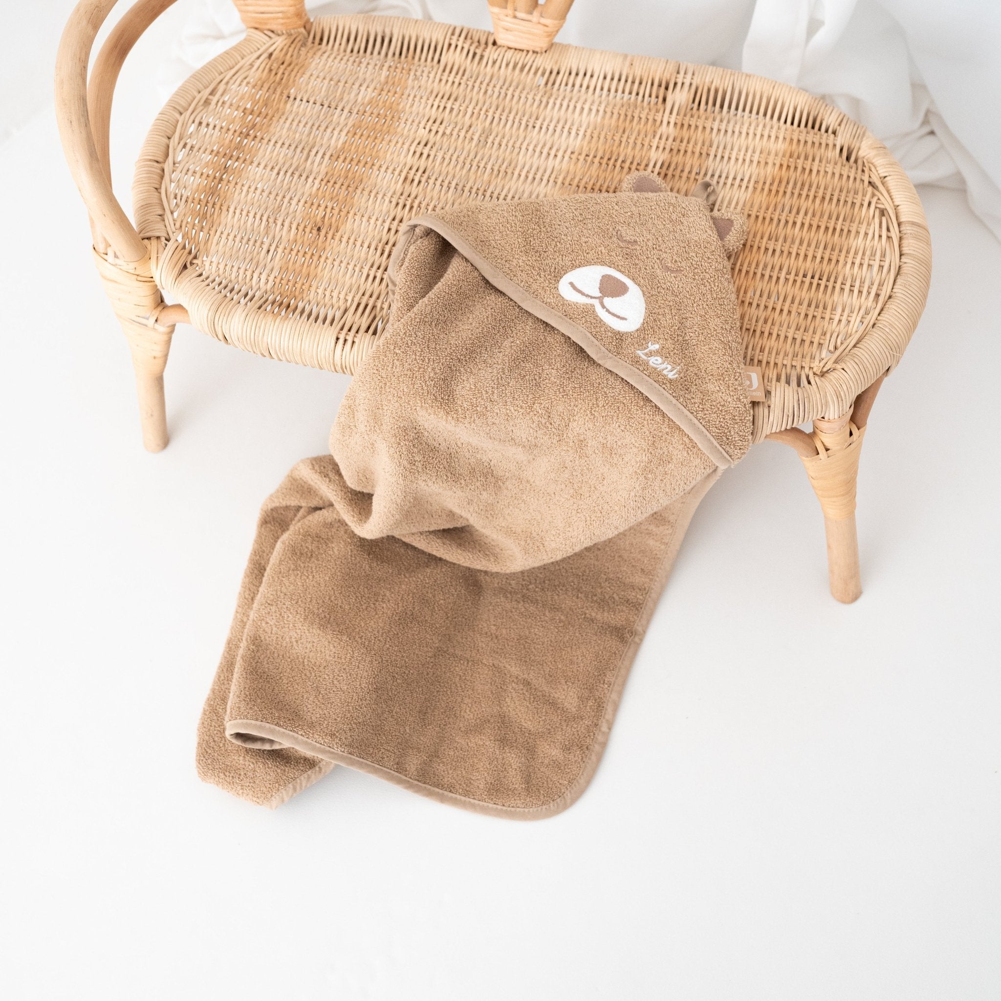 JOLLEIN Dino oder Bär Baby Kapuzenhandtuch Frottee - wunderwunsch