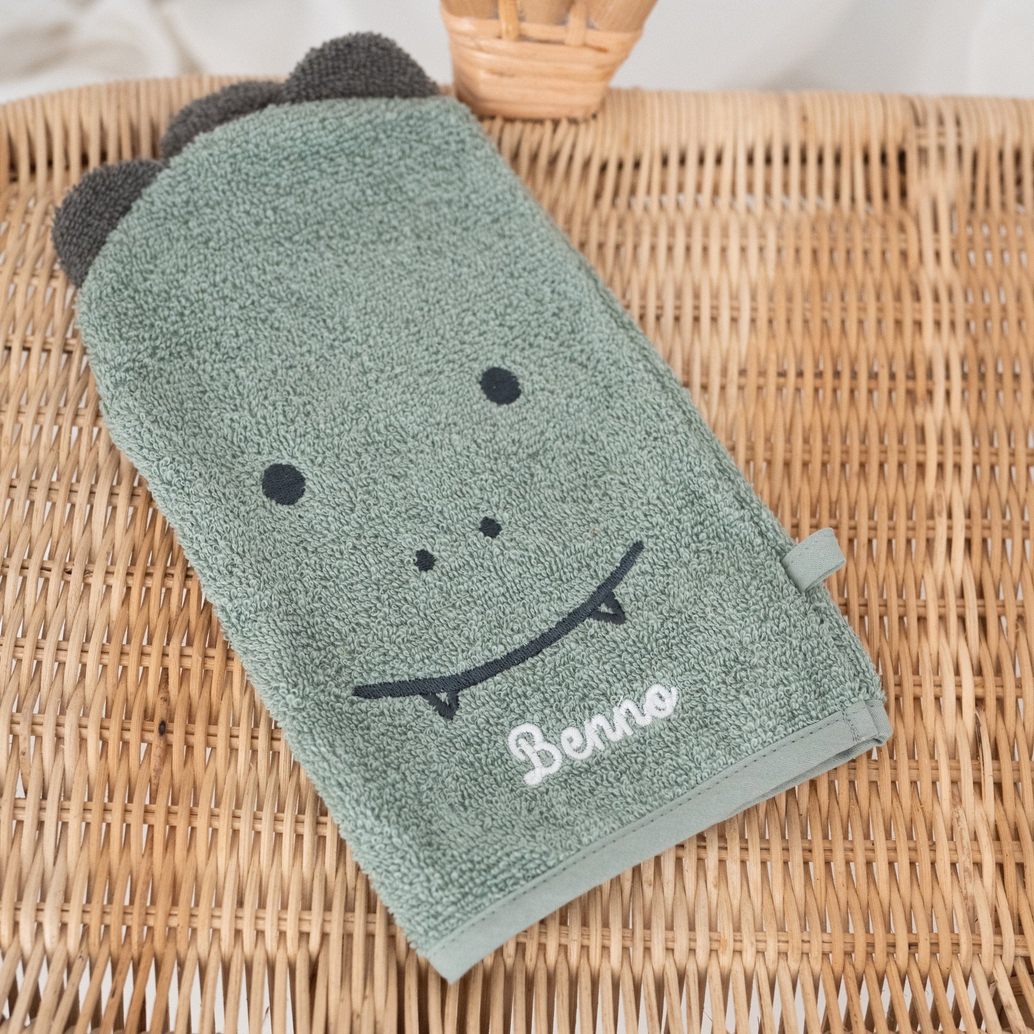 JOLLEIN Dino oder Bär Baby Waschhandschuh Frottee - wunderwunsch