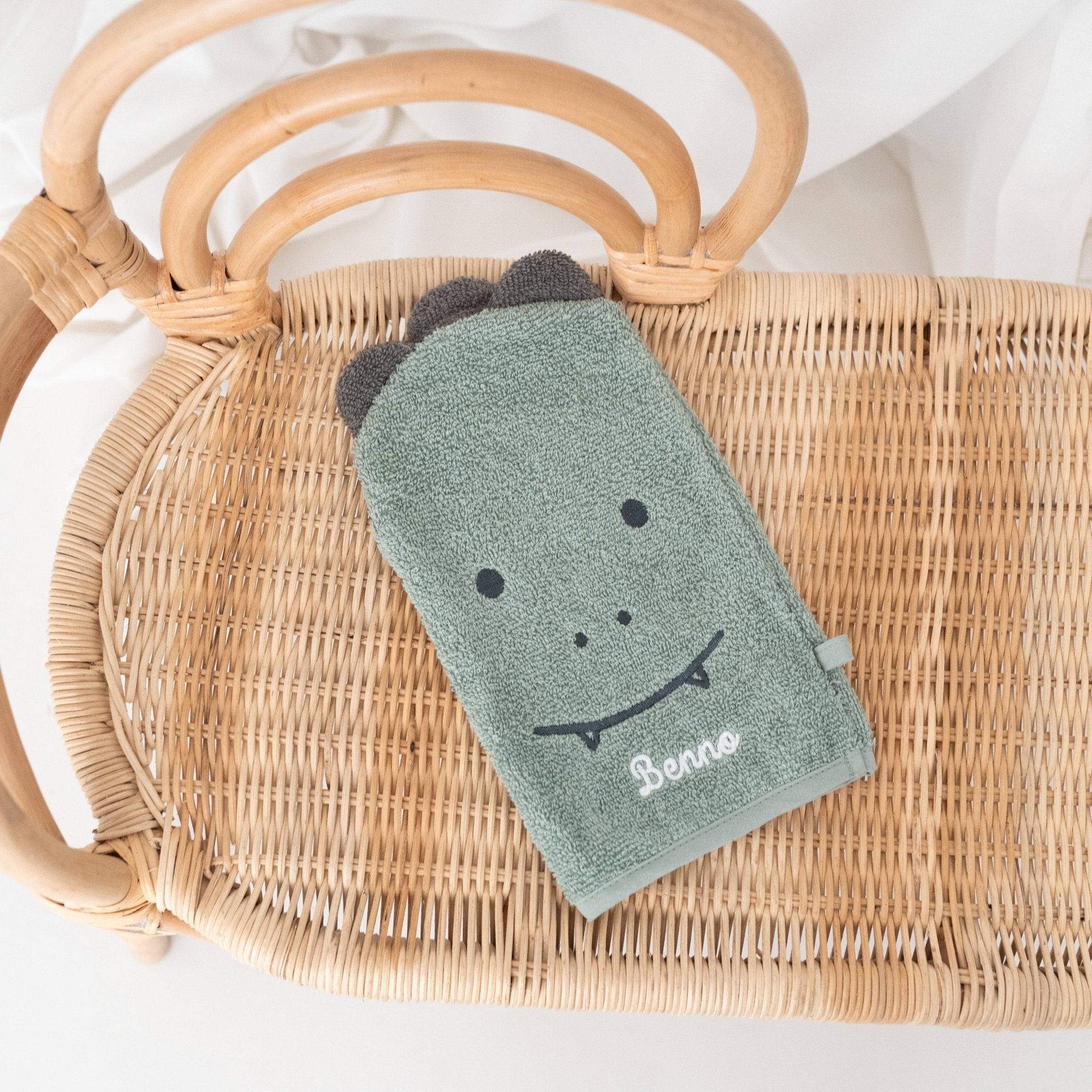 JOLLEIN Dino oder Bär Baby Waschhandschuh Frottee - wunderwunsch