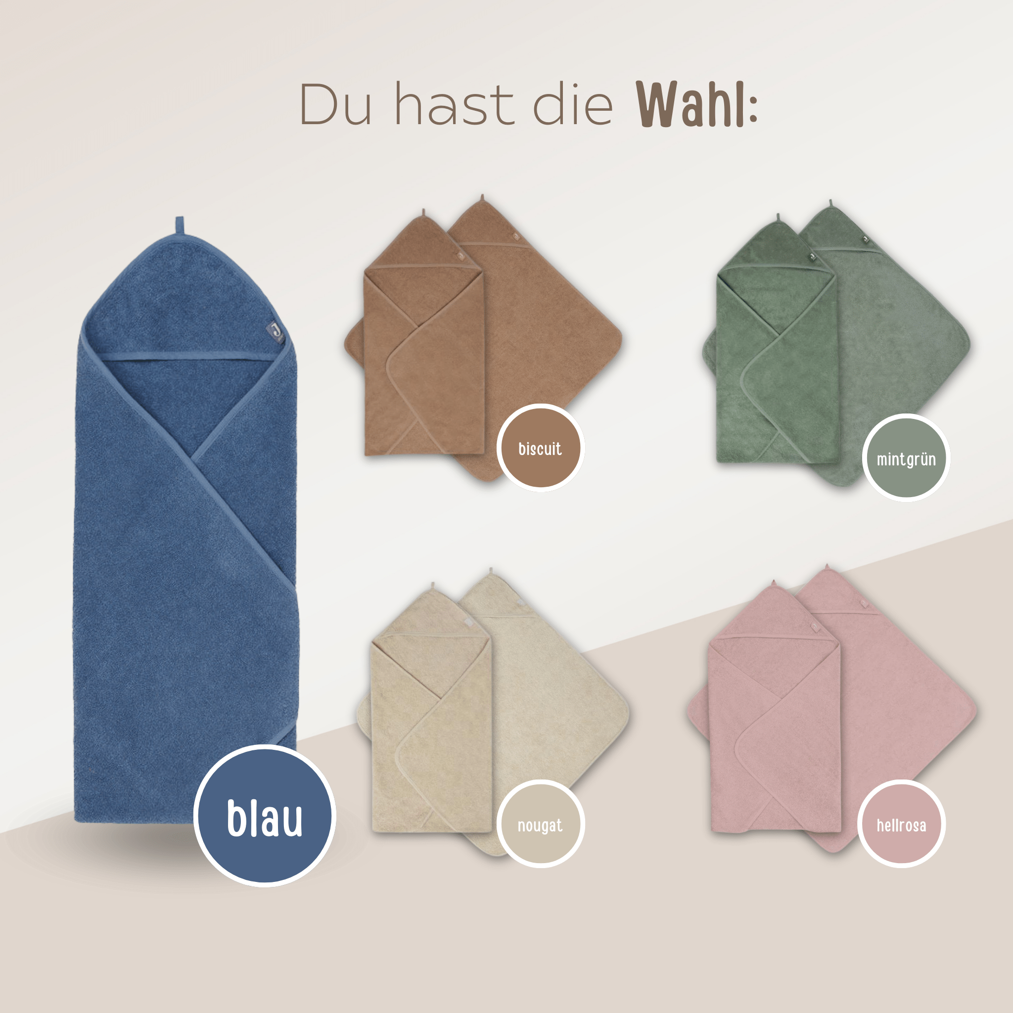 JOLLEIN Handtuch Groß 100 x 100cm personalisiert - Wunderwunsch Tiere - wunderwunsch