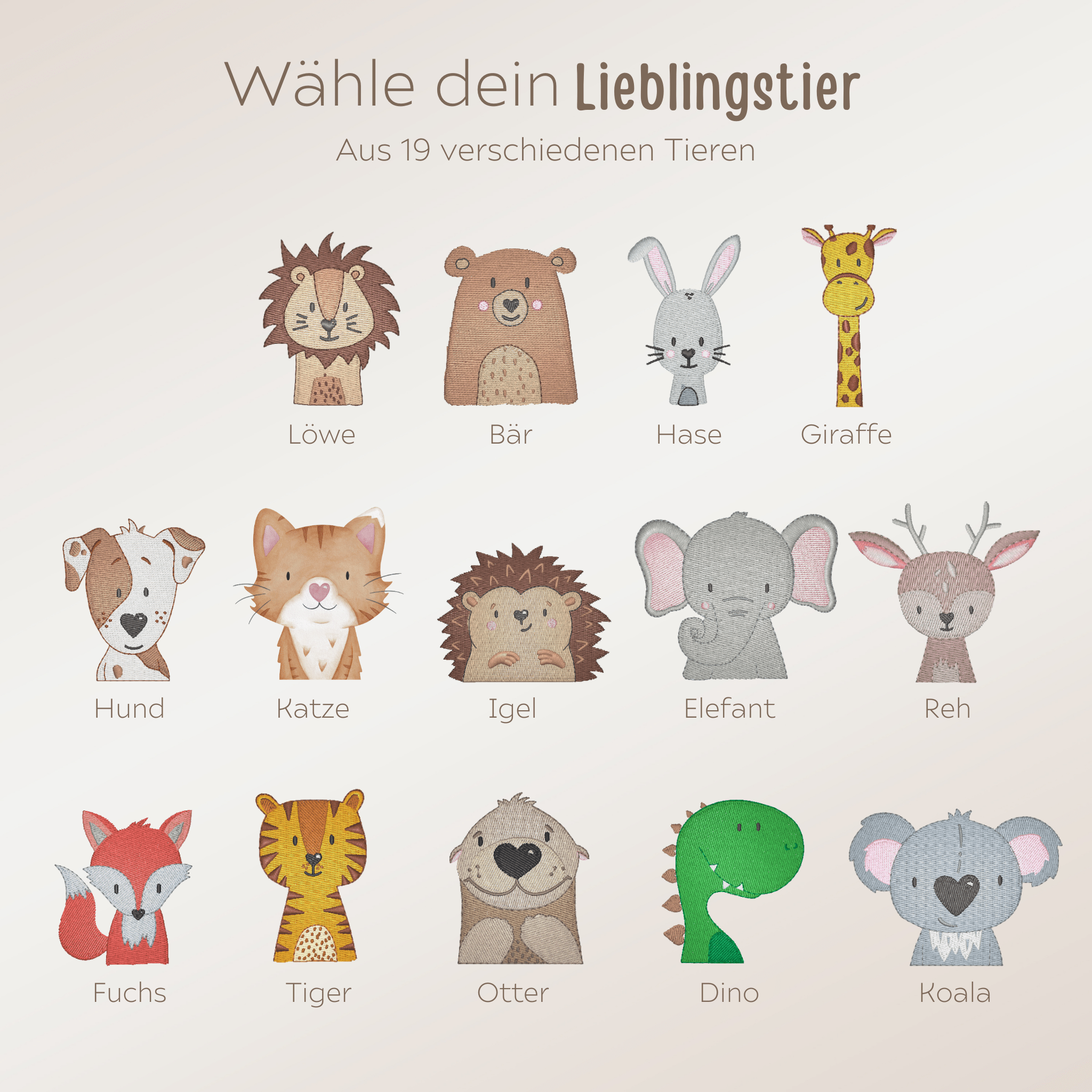 JOLLEIN Handtuch Groß 100 x 100cm personalisiert - Wunderwunsch Tiere - wunderwunsch