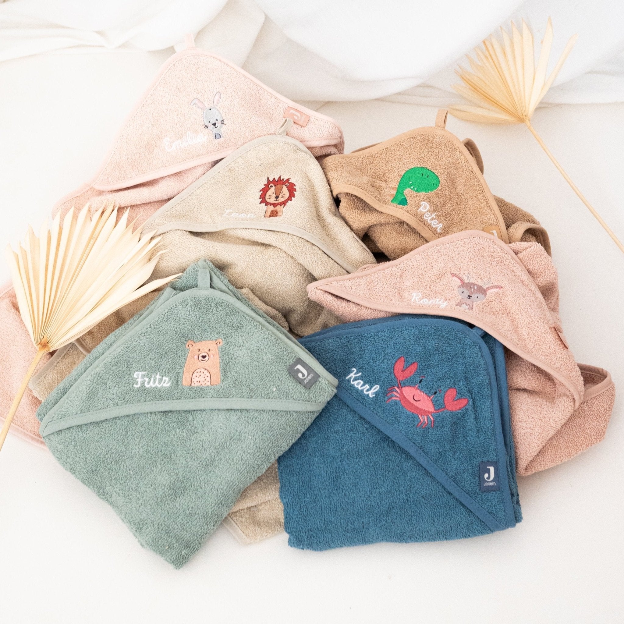JOLLEIN Handtuch Groß 100 x 100cm personalisiert - Wunderwunsch Tiere - wunderwunsch