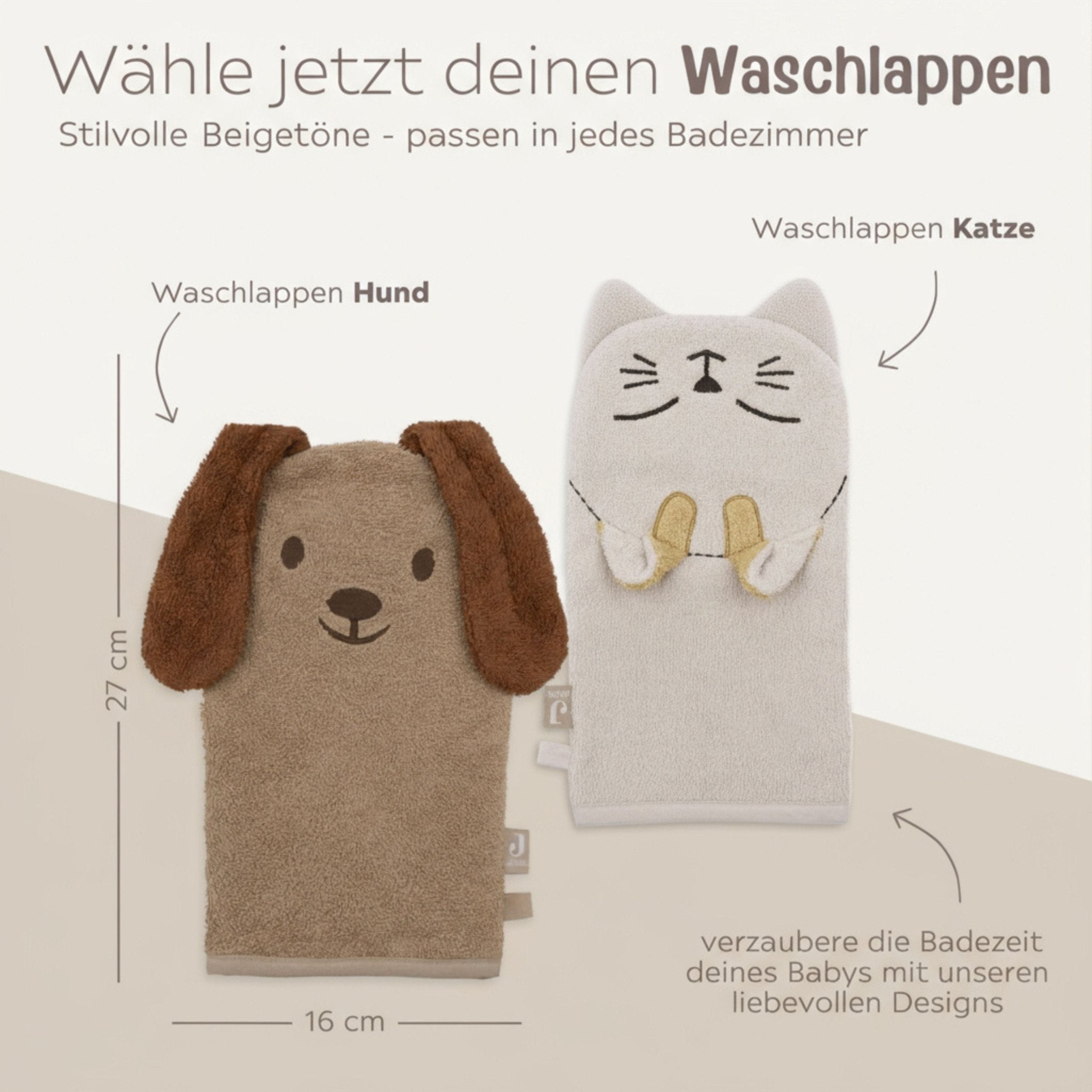 JOLLEIN Hund oder Katze Baby Waschhandschuh Frottee - wunderwunsch