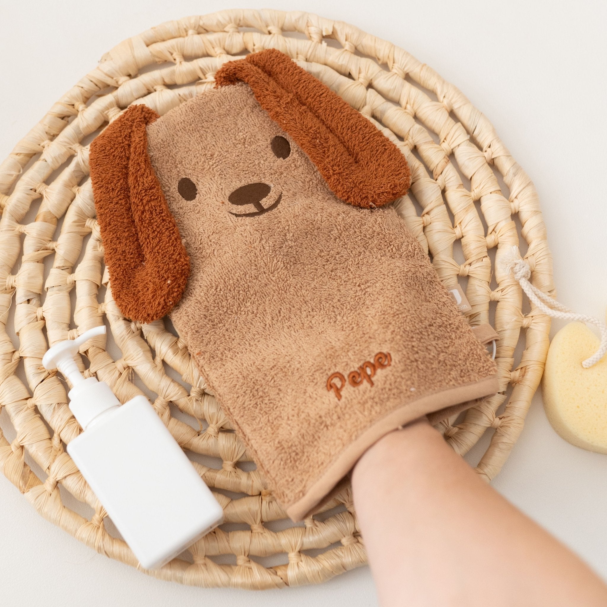 JOLLEIN Hund oder Katze Baby Waschhandschuh Frottee - wunderwunsch