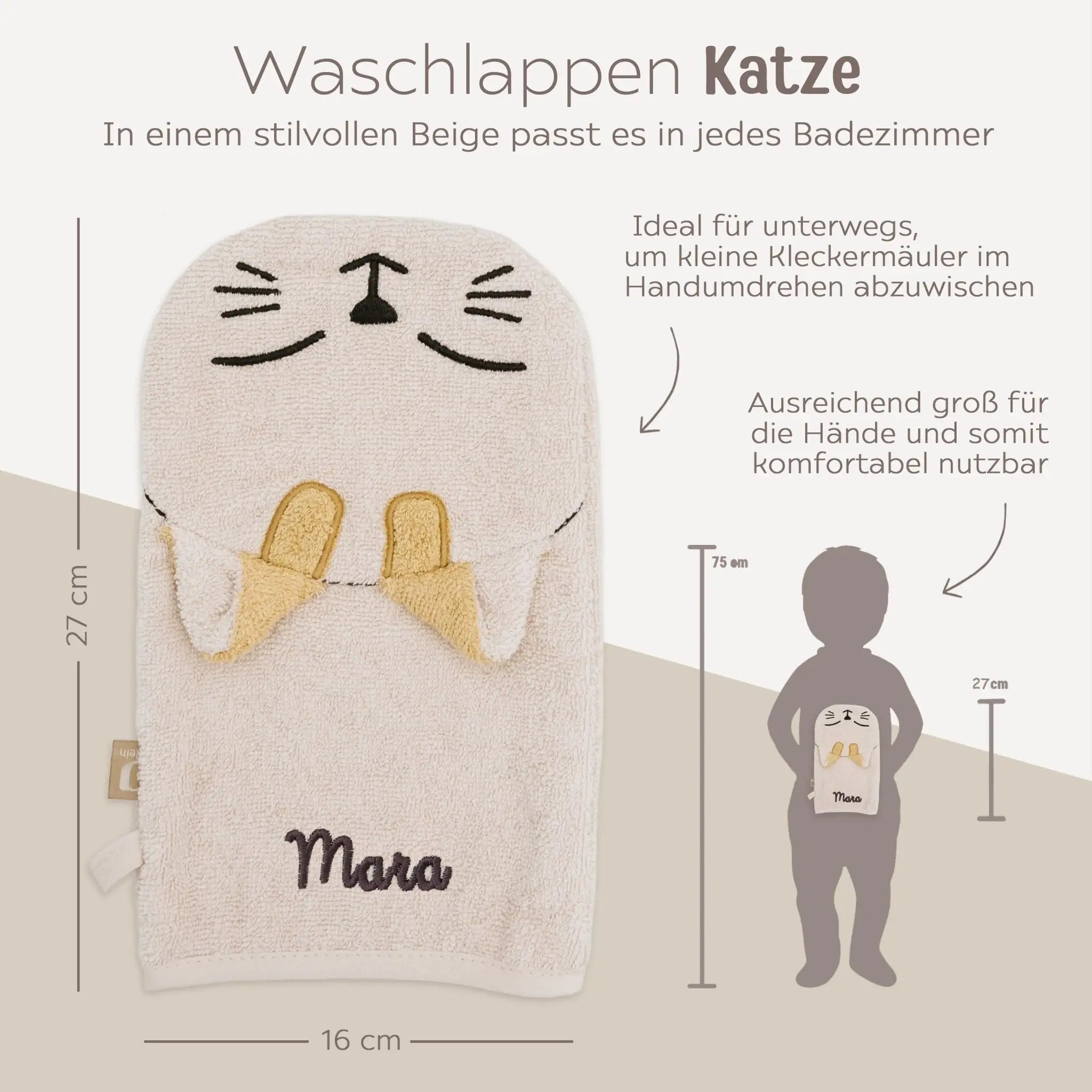 JOLLEIN Hund oder Katze Baby Waschhandschuh Frottee - wunderwunsch