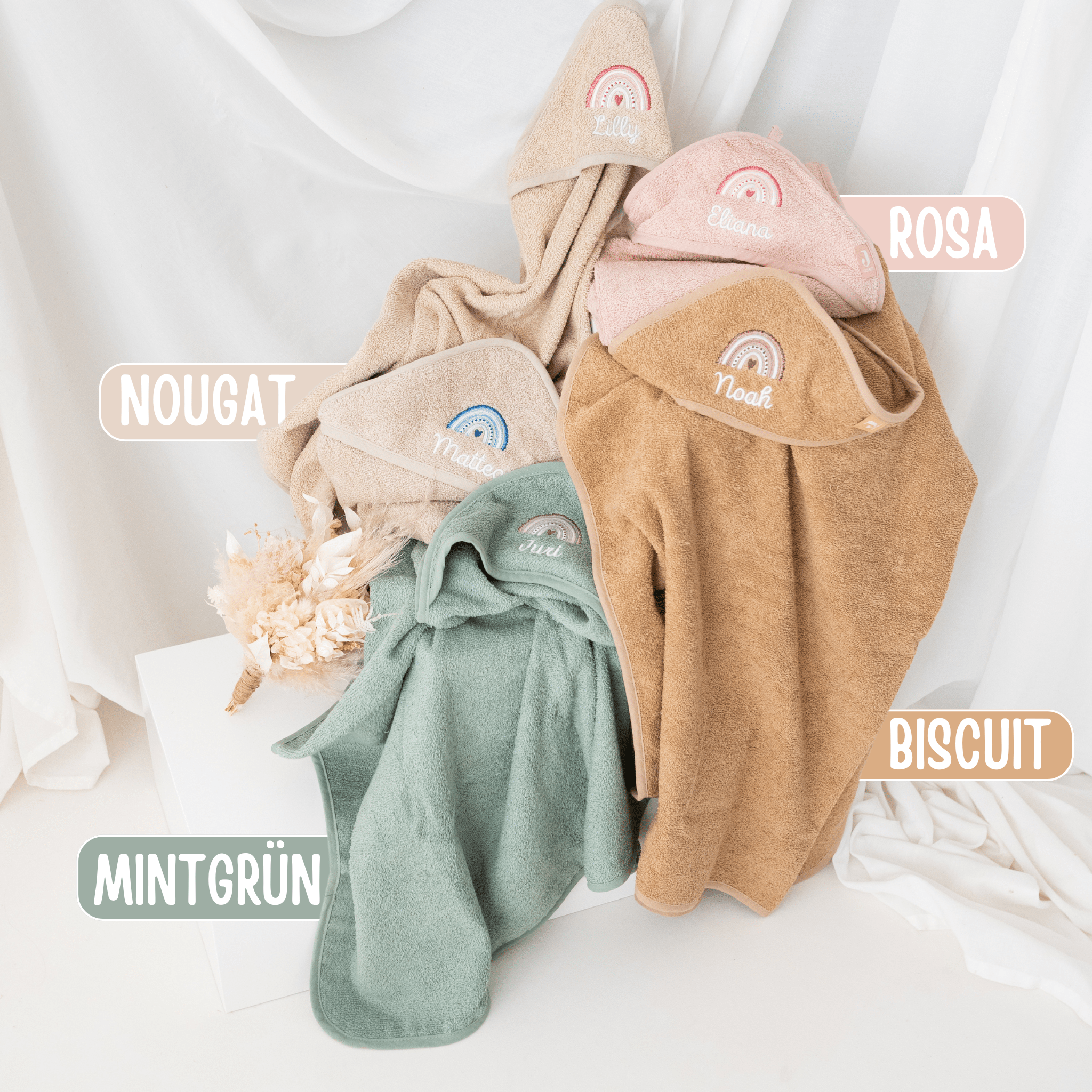 JOLLEIN Kapuzenhandtuch mit Regenbogen - wunderwunsch