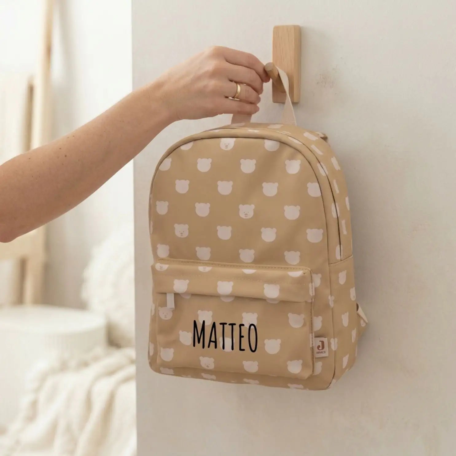 JOLLEIN Kinder Rucksack Bär Print personalisierbar - wunderwunsch