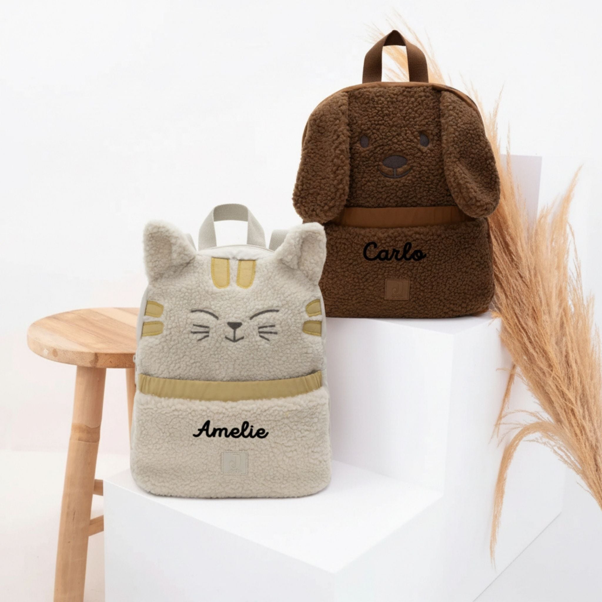 JOLLEIN Kinder Rucksack personalisiert - Hund oder Katze - wunderwunsch