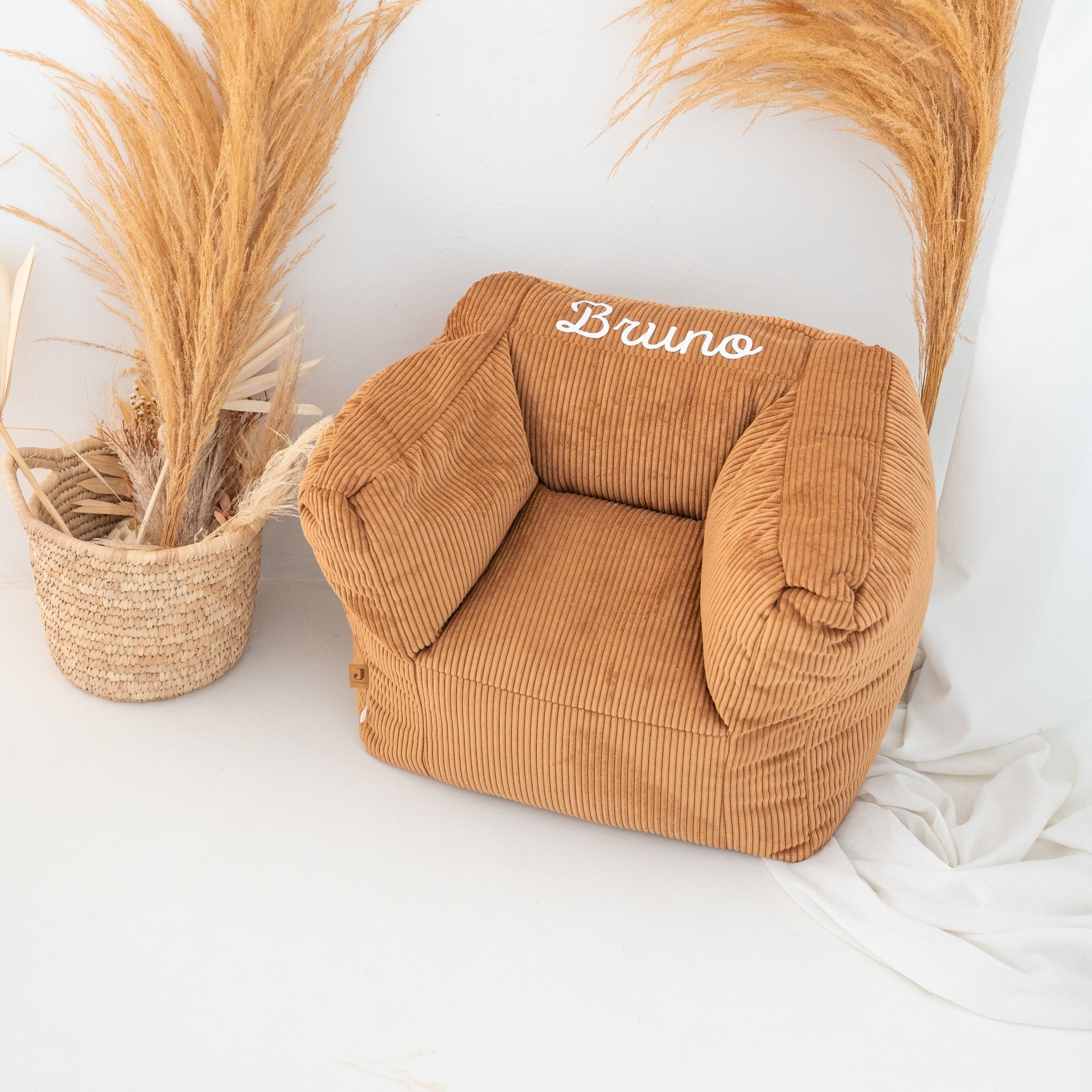 JOLLEIN Kindersessel Cordstoff - Karamell & Natur - wunderwunsch