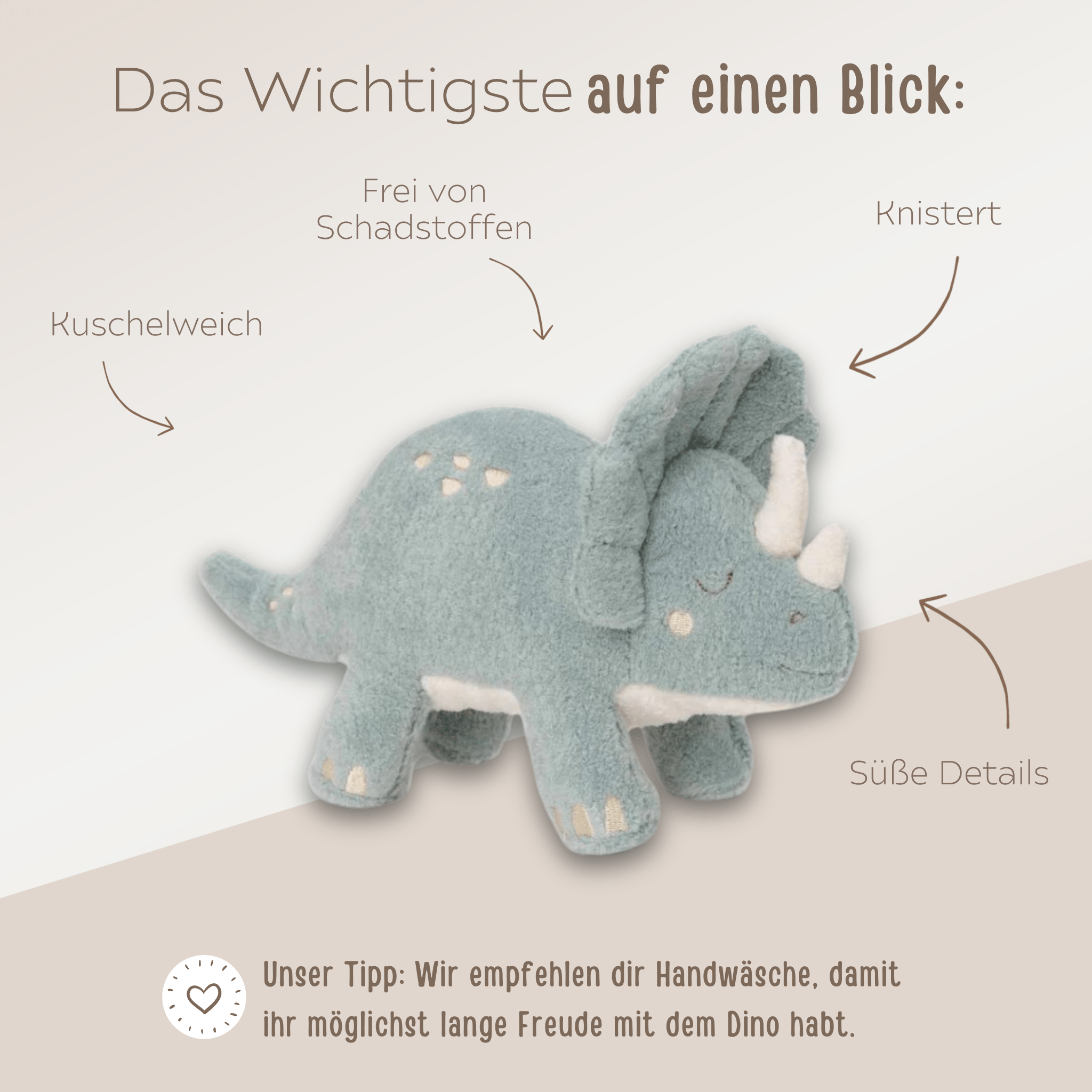 JOLLEIN Kuscheltier Dino personalisiert - wunderwunsch