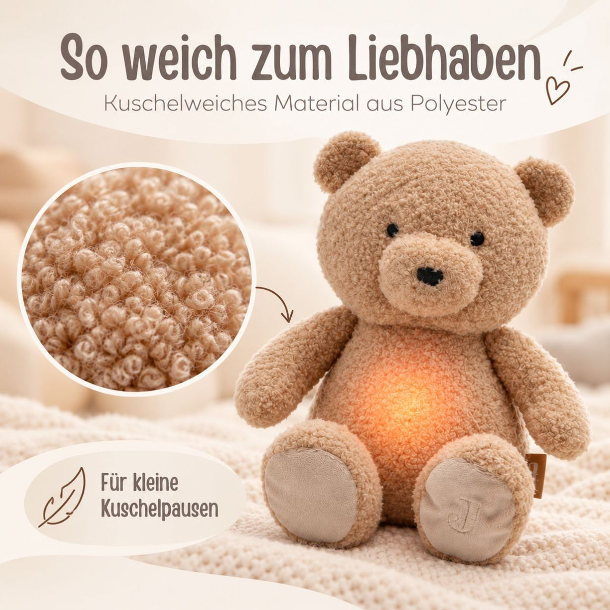 JOLLEIN Kuscheltier mit Licht & Sound personalisiert - wunderwunsch