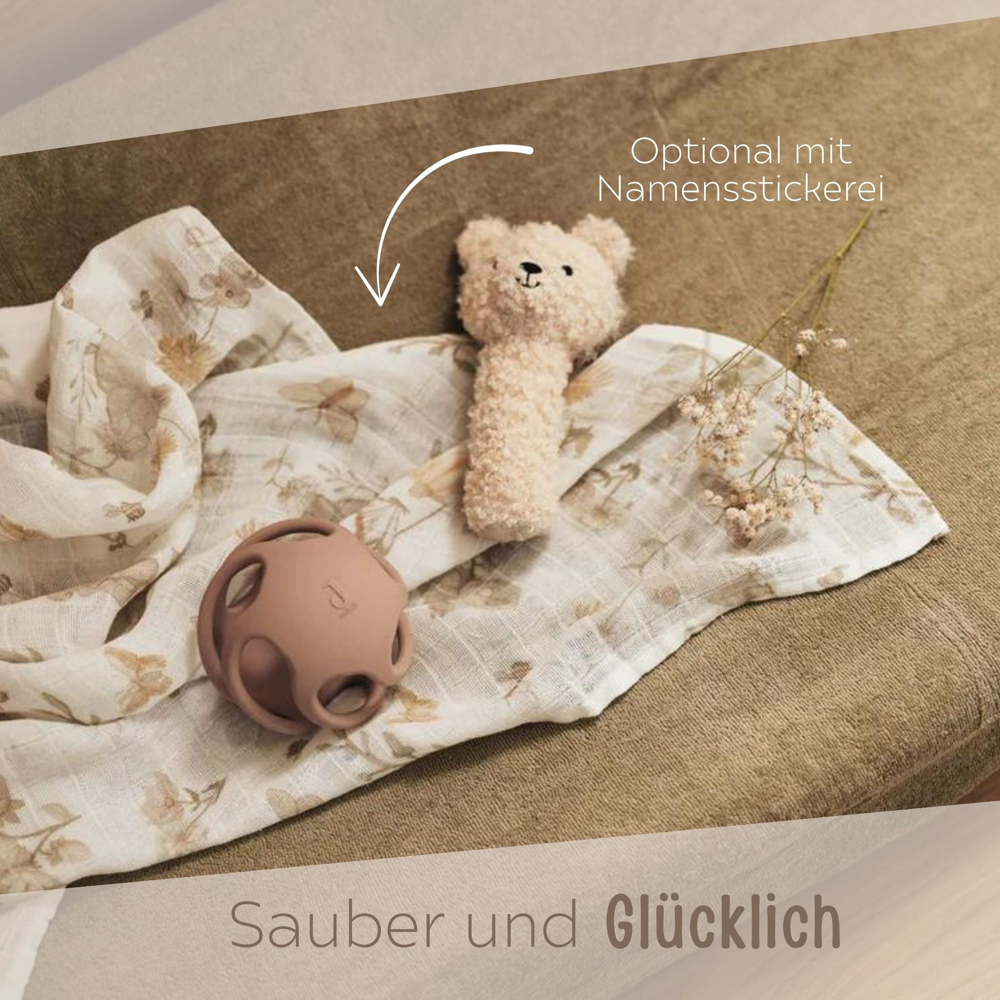 JOLLEIN Musselin Spucktuch für Babys personalisiert - Zweige, Miffy - wunderwunsch