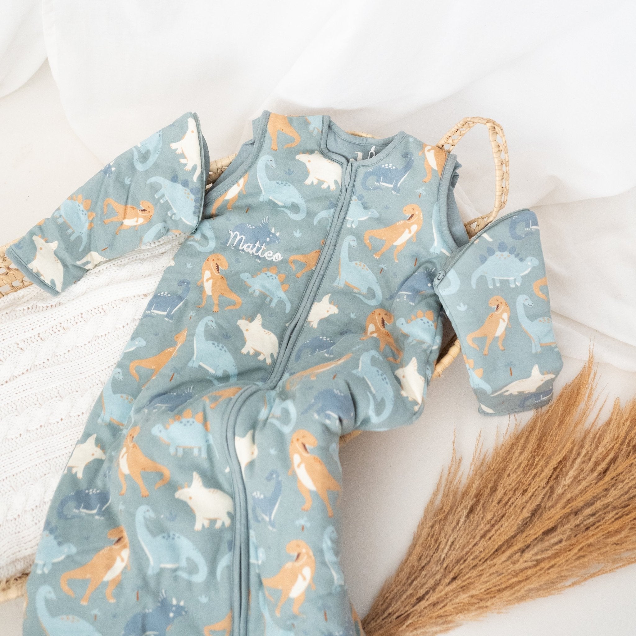 JOLLEIN Schlafsack Baby Dinos personalisiert - wunderwunsch